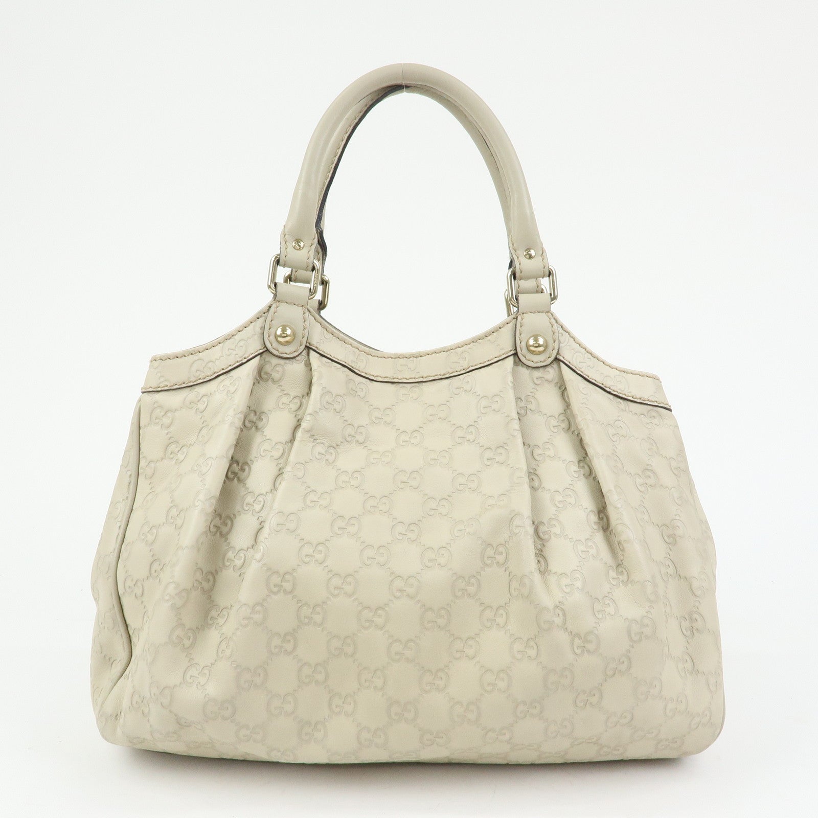 GUCCI Sukey Interlocking G Guccissima Leather Hand Bag Ivory 211944