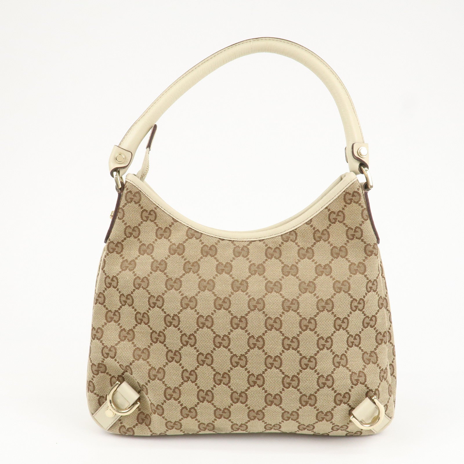 GUCCI Abbey GG Canvas Leather Shoulder Bag Beige Ivory 130738 Used