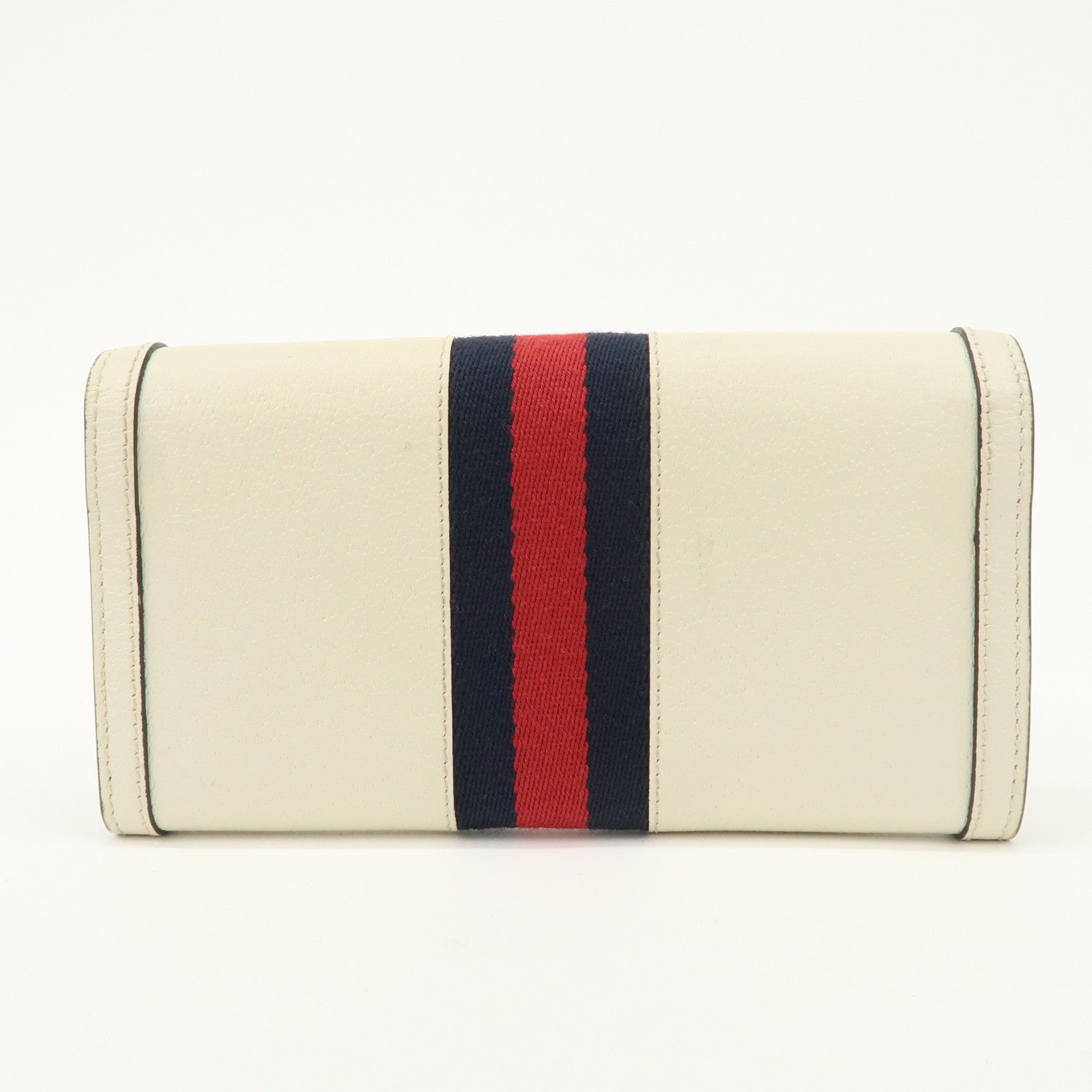 GUCCI Ophidia Sherry GG Marmont Leather Bi-fold Long Wallet Ivory 523153