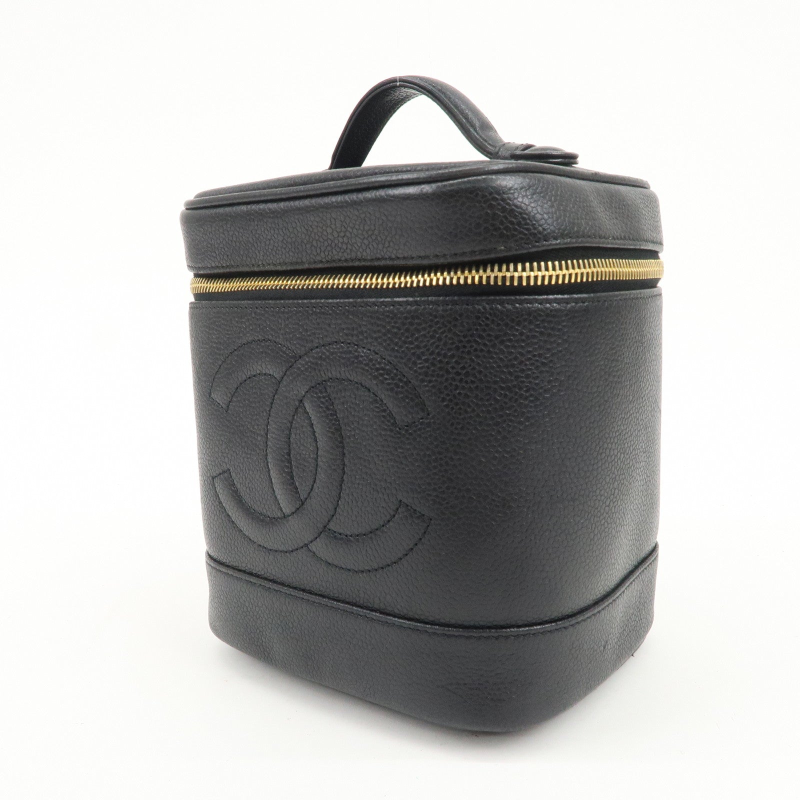 CHANEL COCO Mark Caviarskin Vanity Bag Hand Bag Black A01998