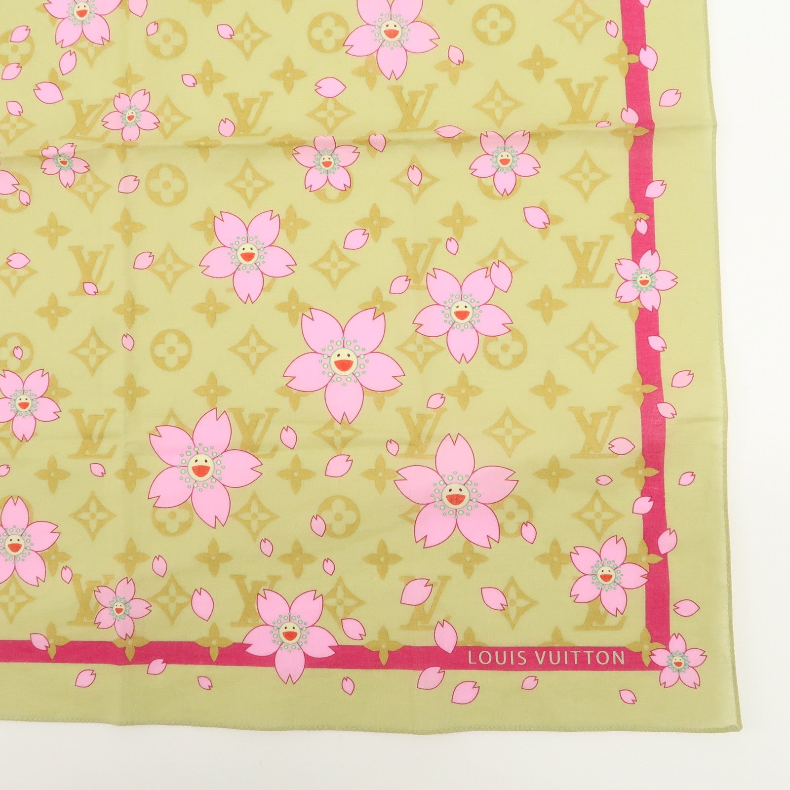 Louis Vuitton Monogram Cotton 100% Scarf Murakami M71921 Used