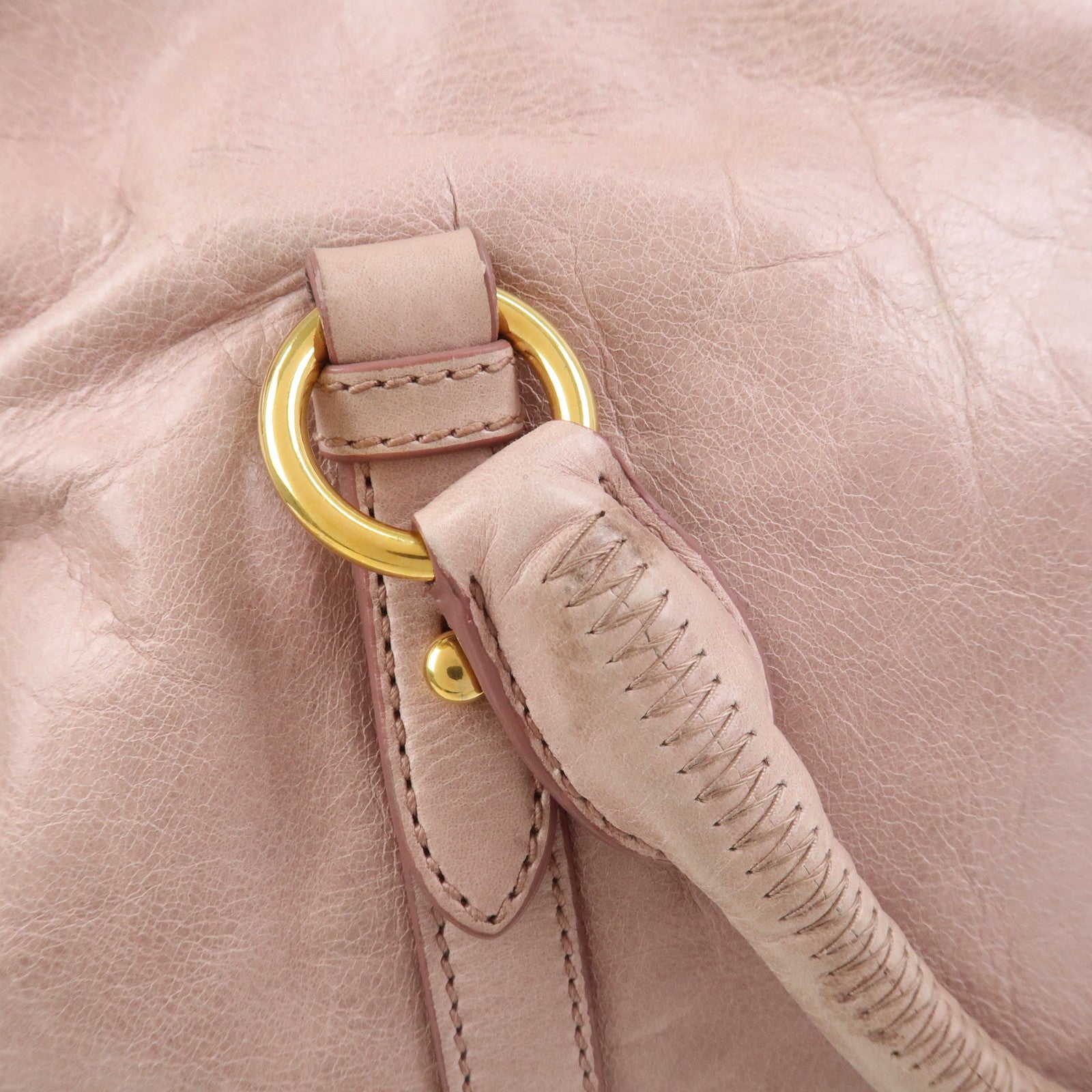 MIU MIU Side Ribbon Leather 2Way Shoulder Bag Hand Bag Pink RT0438