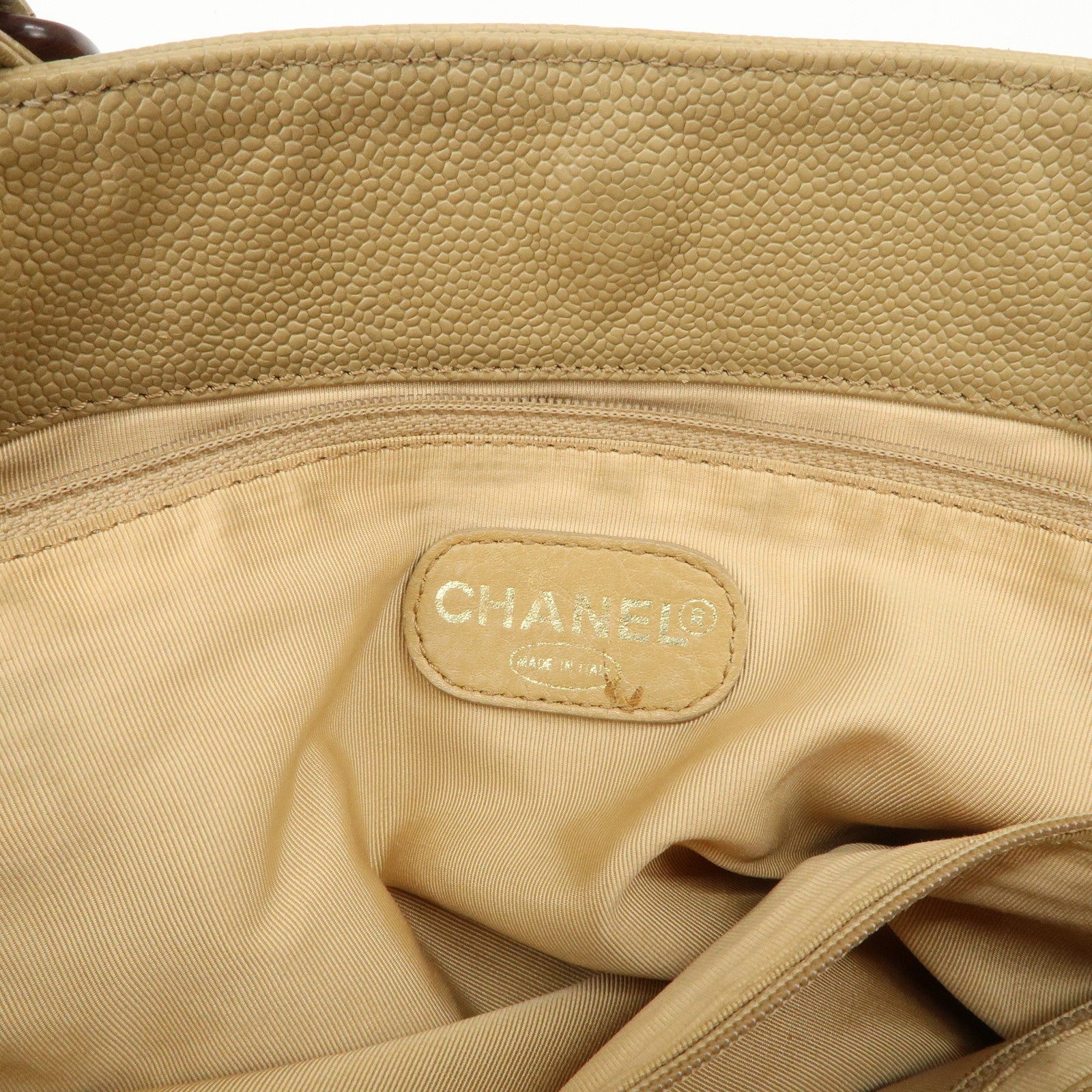 CHANEL COCO Mark Leather Chain Shoulder Bag Hand Bag Beige Used