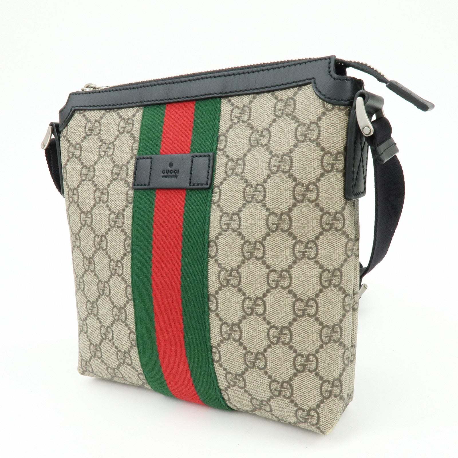 GUCCI Sherry GG Supreme Leather Shoulder Crossbody Bag Beige 471454