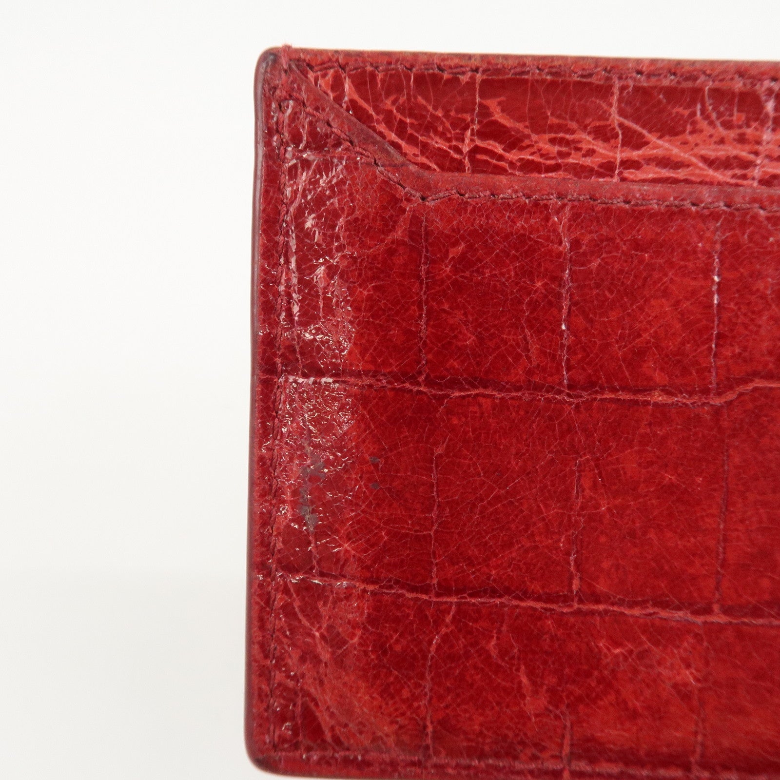 MIU MIU Logo Leather Card Case Card Holder Red