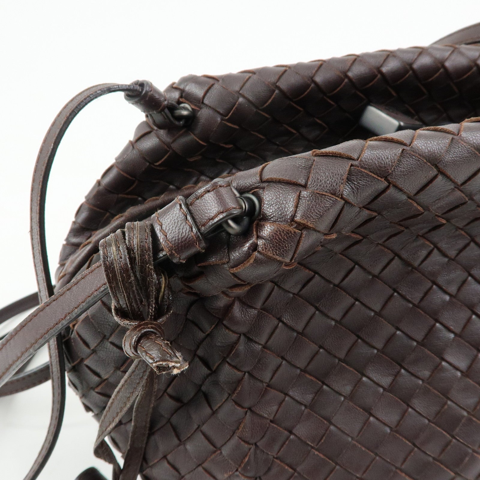 BOTTEGA VENETA Intrecciato Leather Shoulder Bag Brown 255693