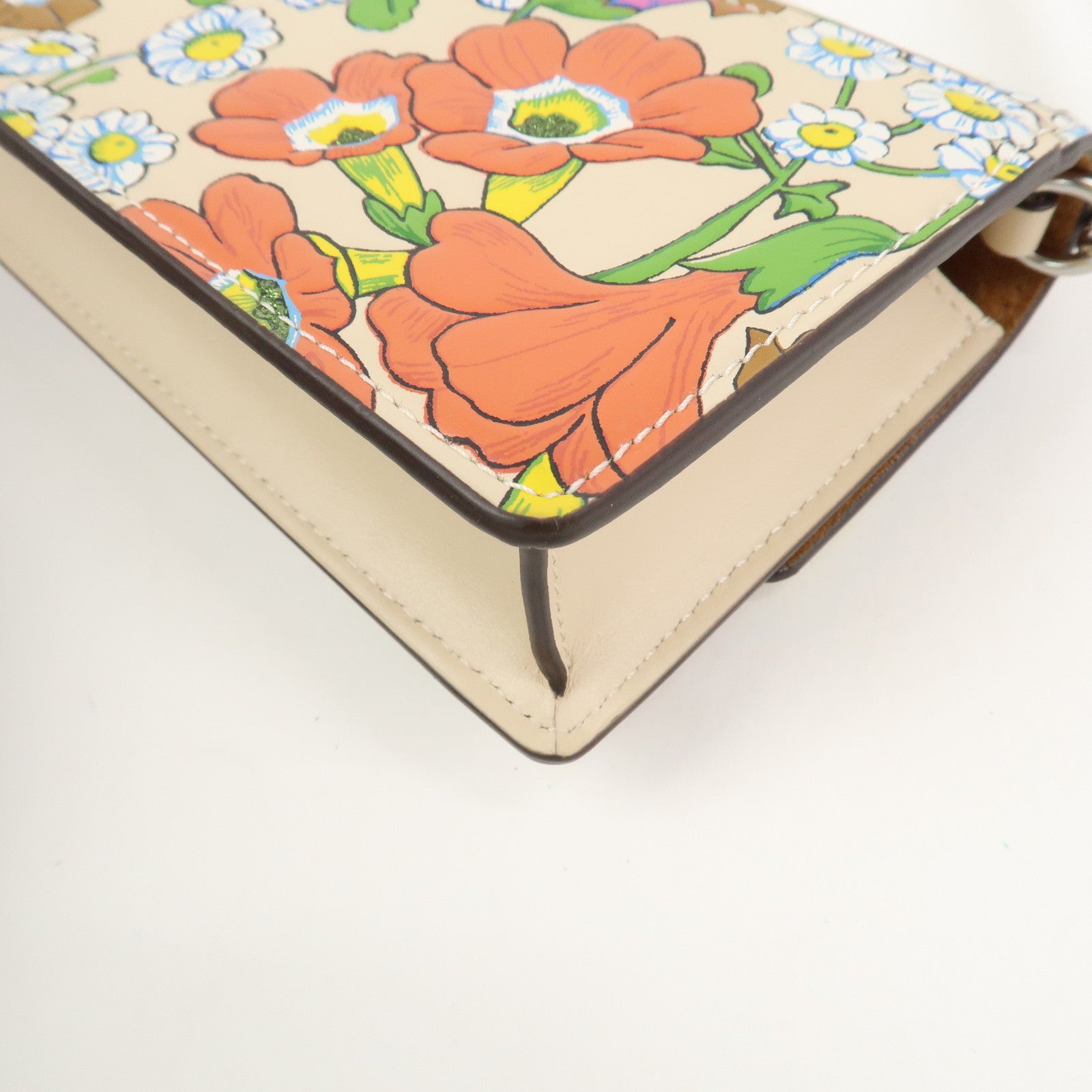 COACH Elaiza Leather Flap Crossbody Shoulder Bag Floral Print