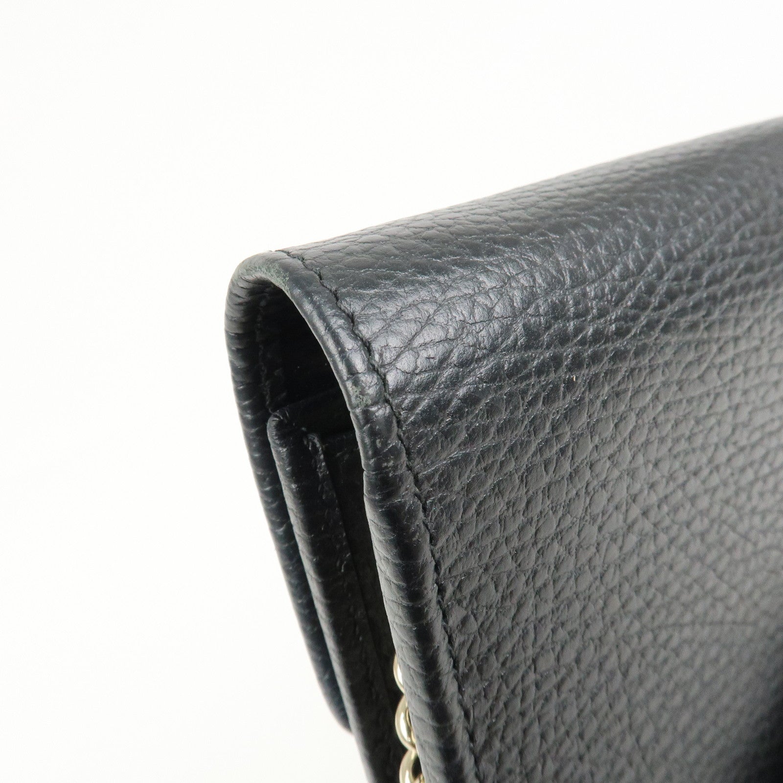 GUCCI Interlocking G Leather Chain Shoulder Bag Black 615523