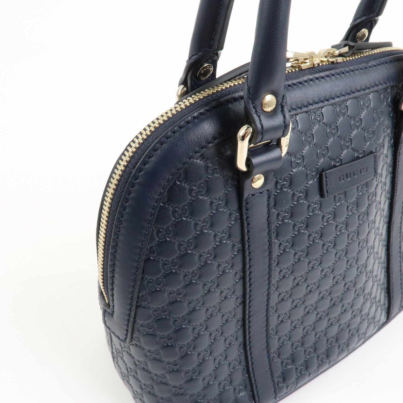 GUCCI Micro Guccissima Leather 2Way Hand Shoulder Bag Navy 449654
