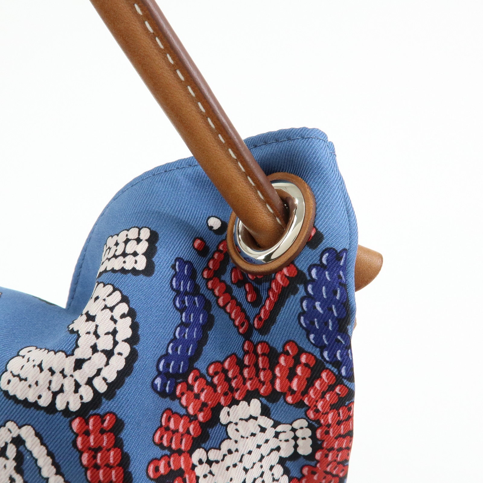 HERMS Silky City PM Silk Leather Shoulder Bag Kelly en Perles Blue