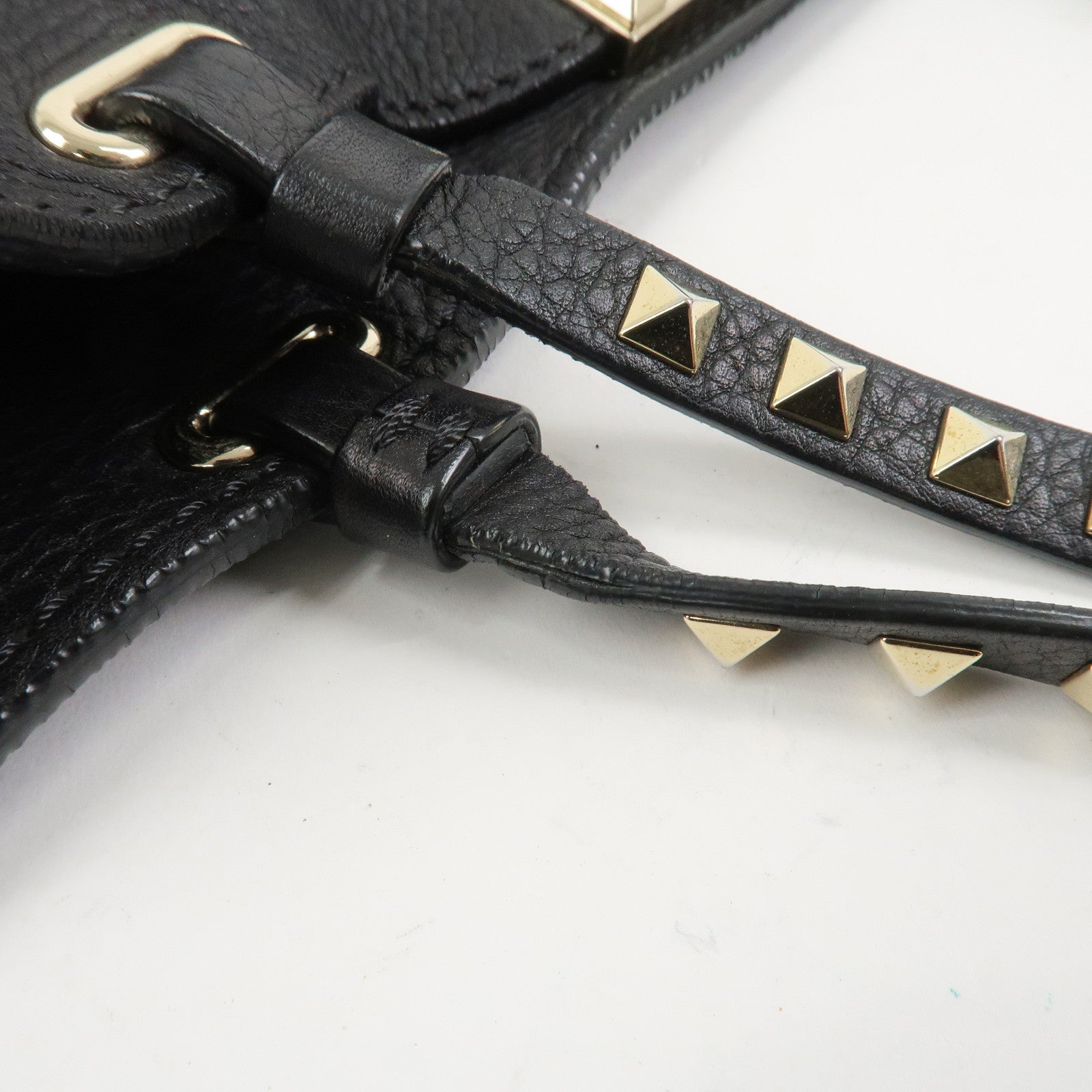 VALENTINO Rockstud Leather Tote Bag Hand Bag Shoulder Bag Black