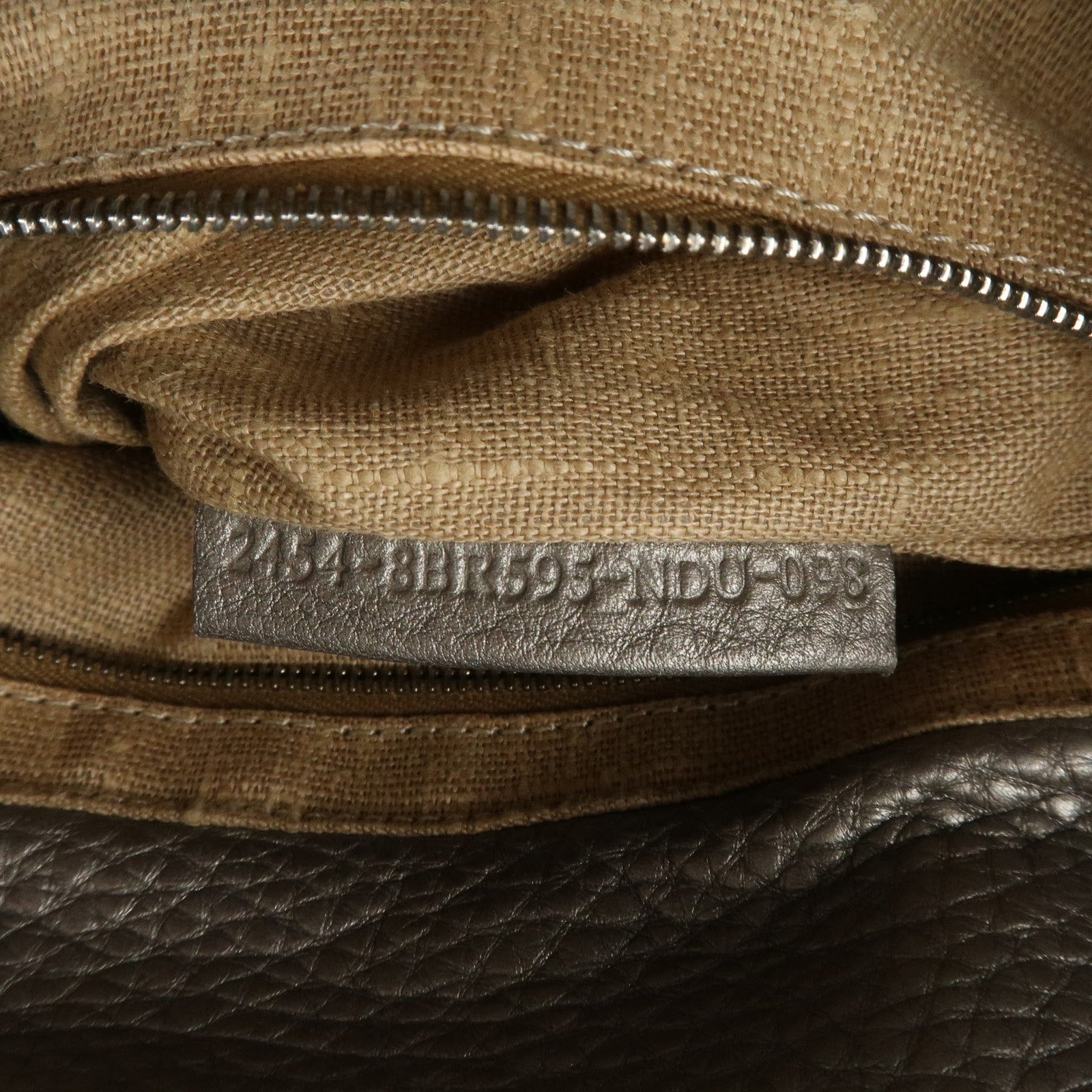 FENDI Selleria Leather Hand Bag Shoulder Bag Silver 8BR595