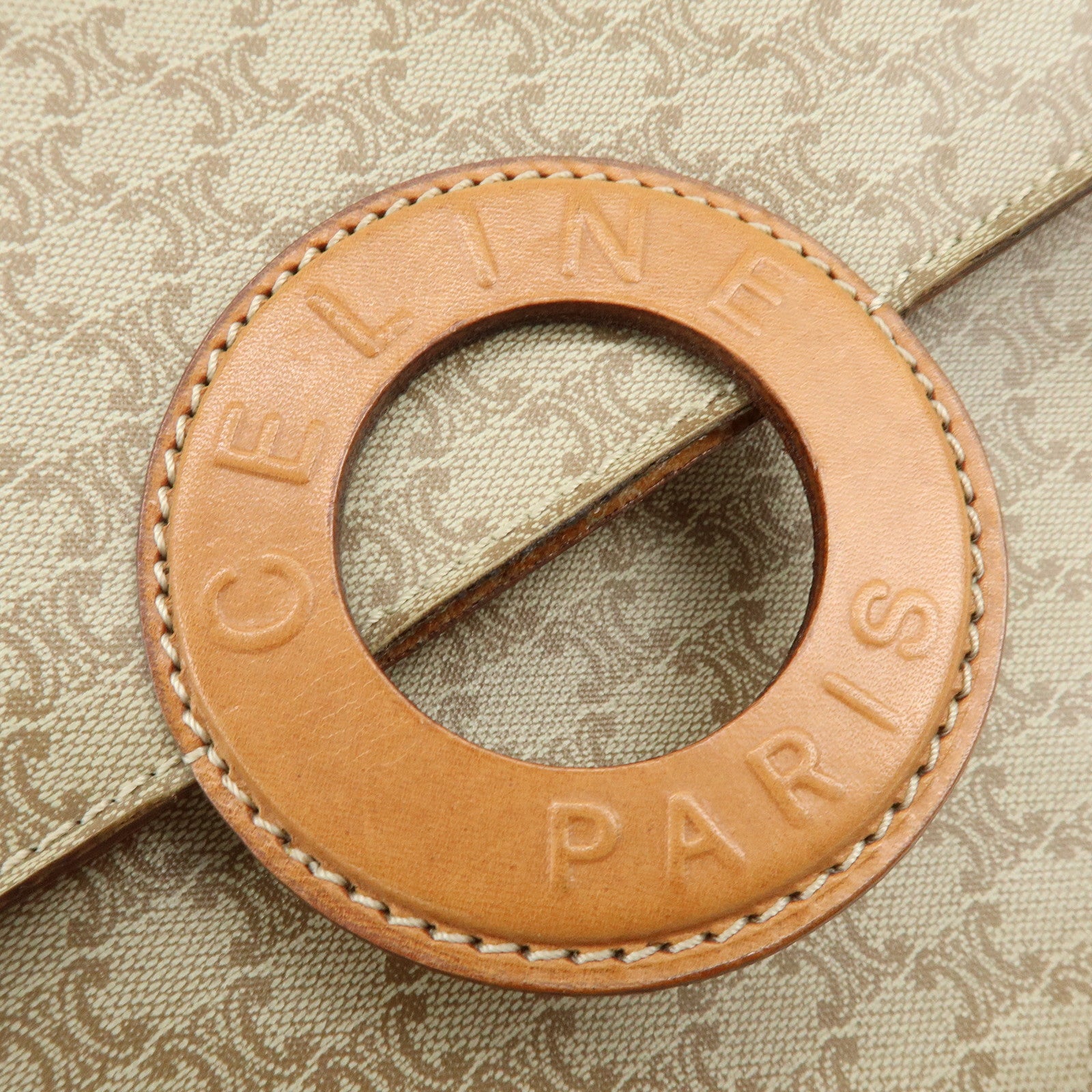 CELINE Macadam PVC Leather Shoulder Bag Crossbody Bag Beige