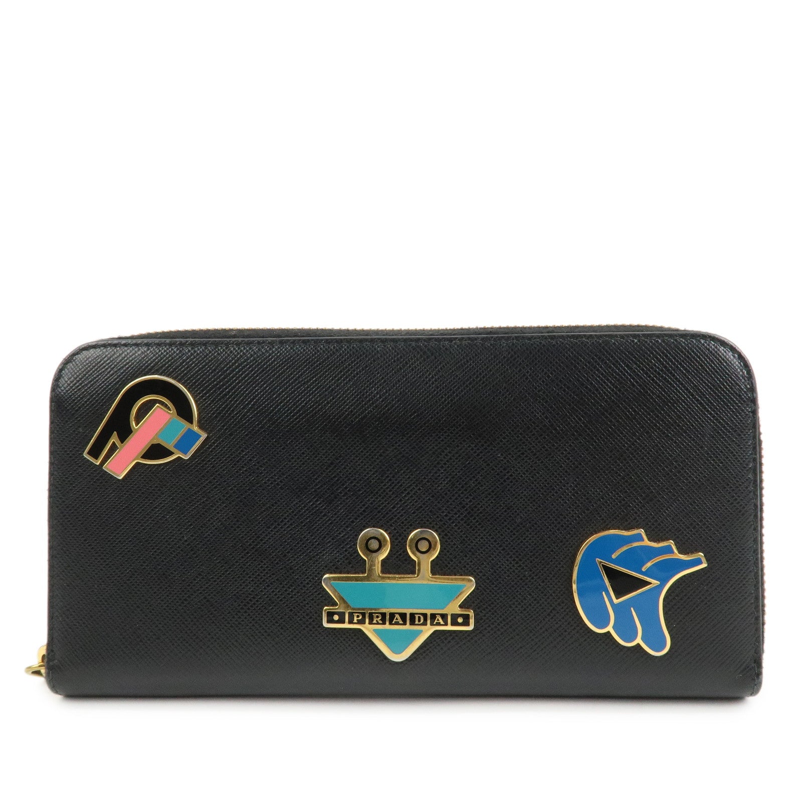 PRADA Logo Saffiano Leather Zippy Long Wallet Black 1ML506