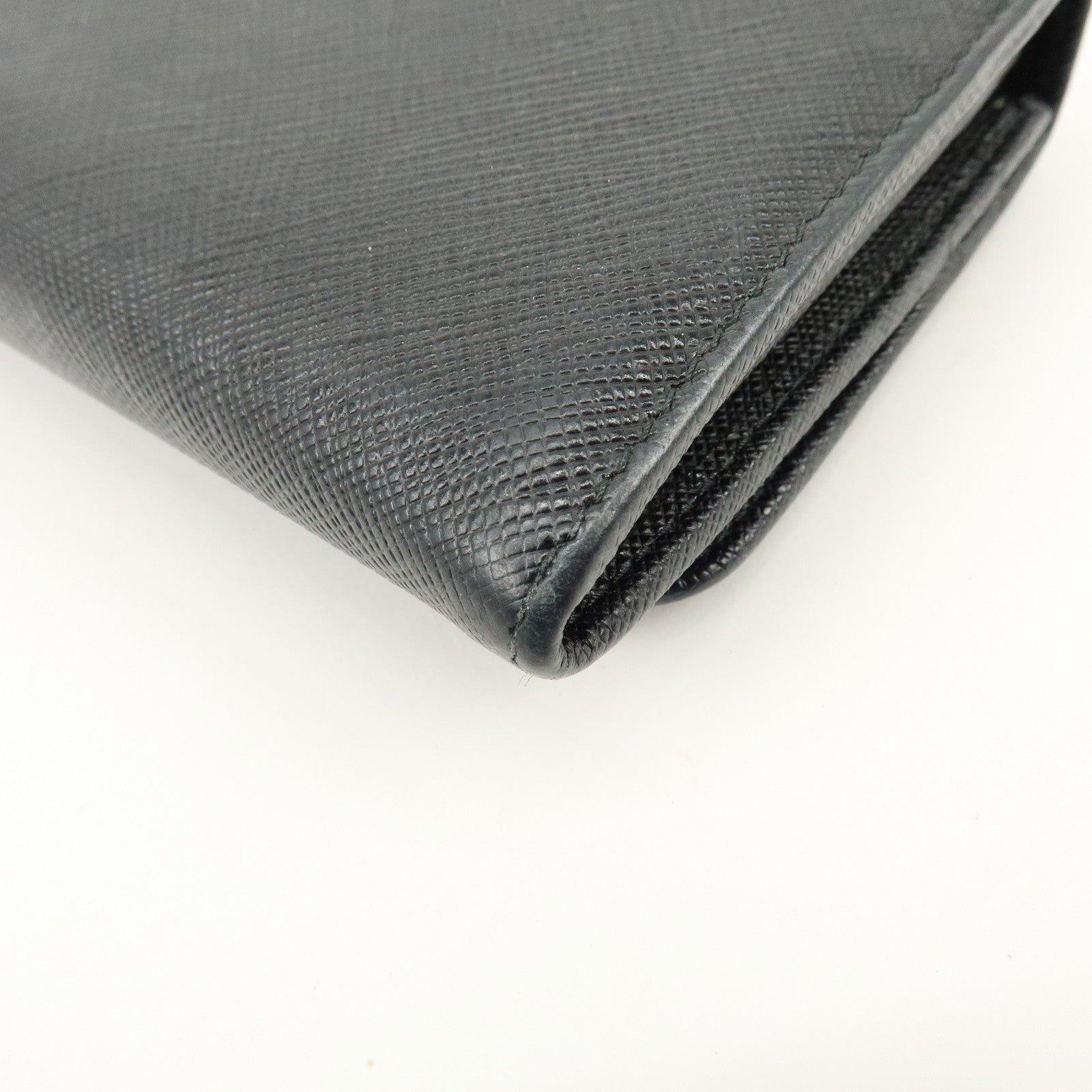 PRADA Saffiano Leather Flap Bi-Fold Long Wallet Black 1MH132