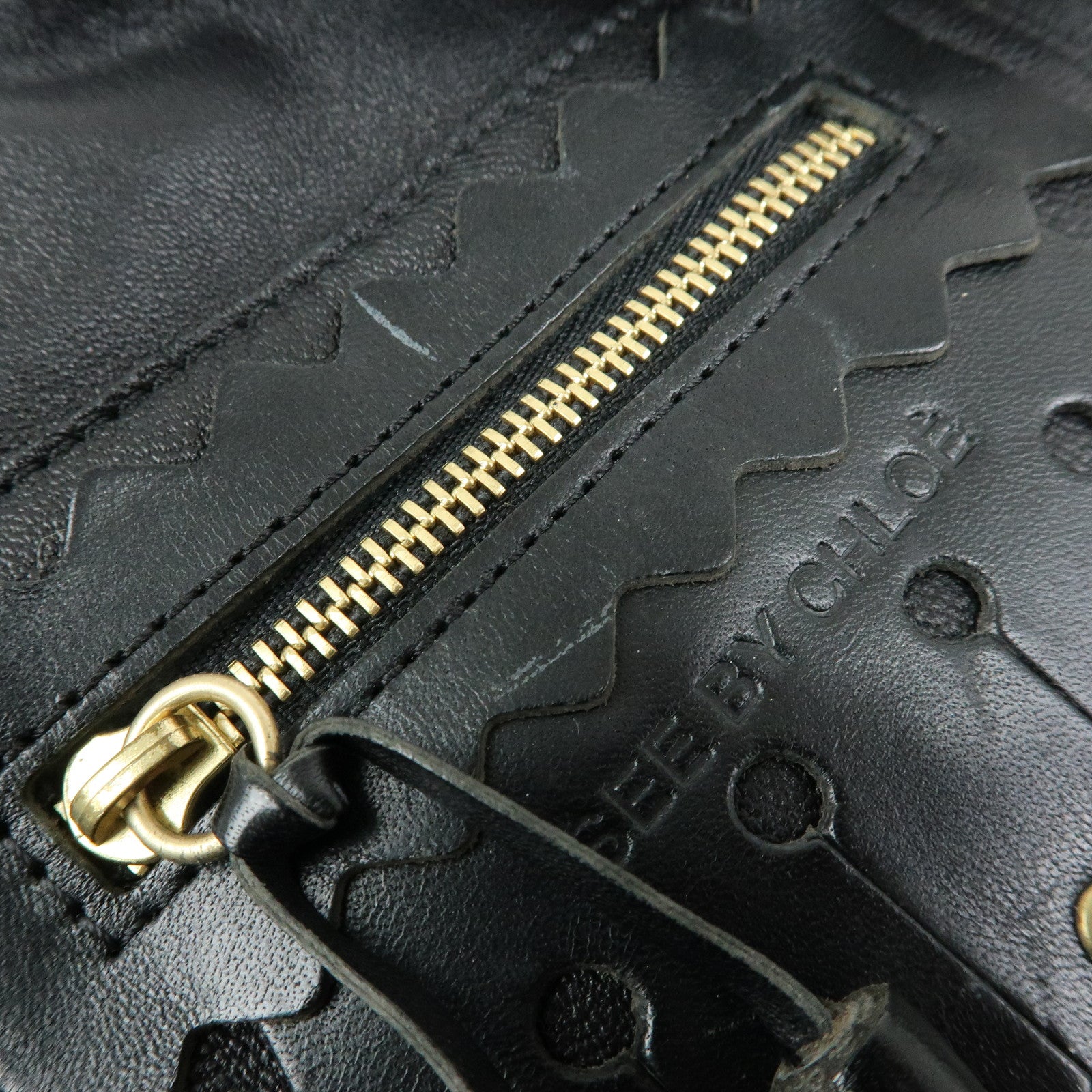 Chloe See by Chloe Leather Shoulder Bag Hand Bag Black