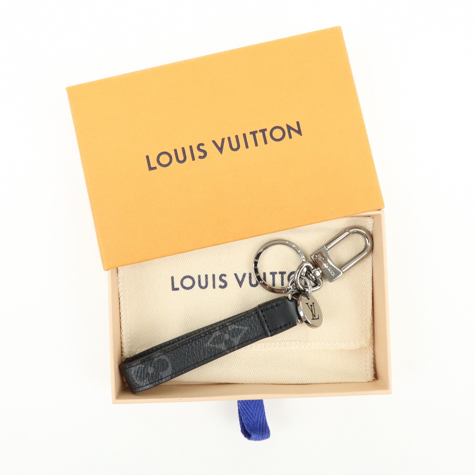 Louis Vuitton Monogram Eclipse Porte Cles Dragonne Key Chain M61950