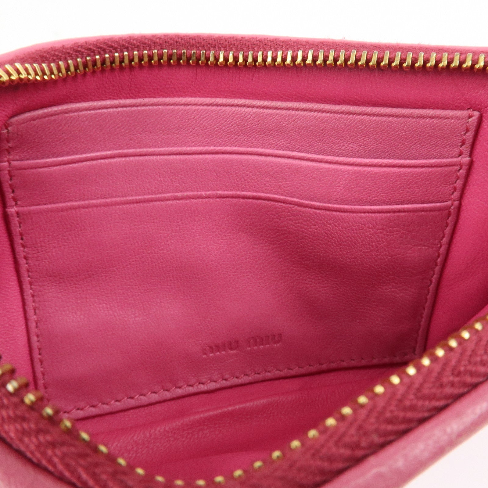 MIU MIU Matelasse Logo Leather Cosmetic Accessory Pouch Pink 5MB003
