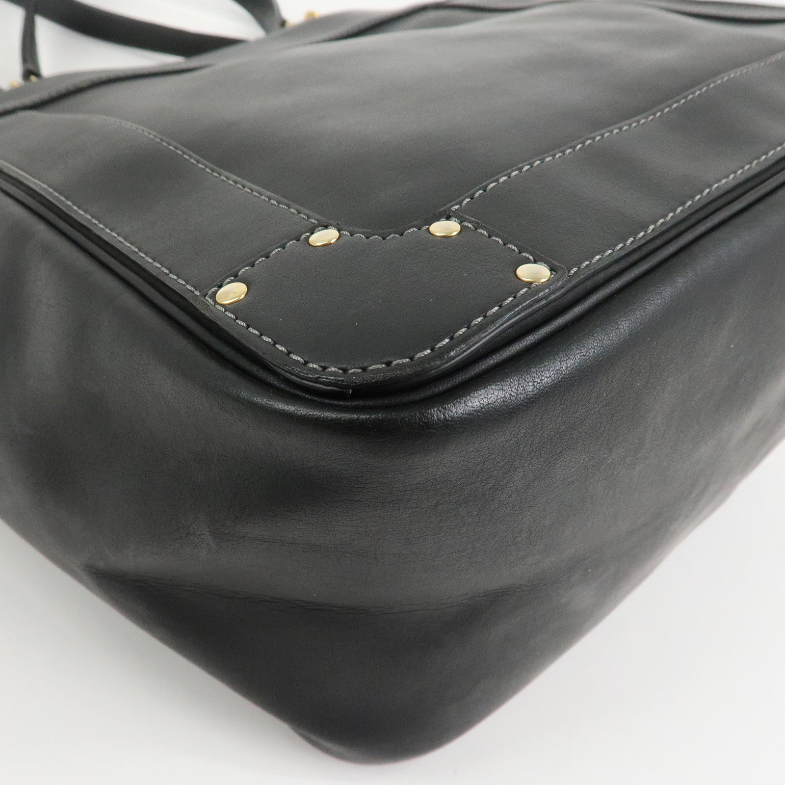 Chloe Eden Logo Leather Shoulder Bag Tote Bag Black