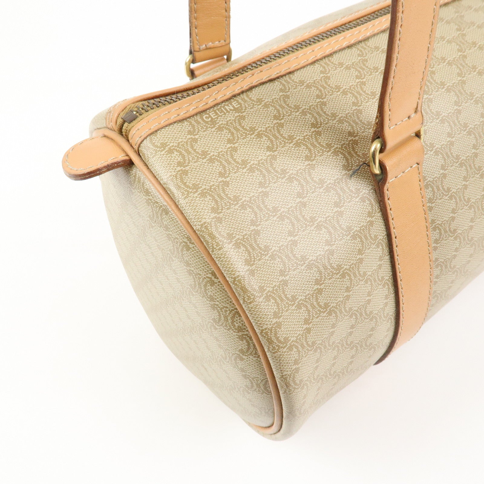 CELINE Macadam PVC Leather Shoulder Bag Hand Bag Beige