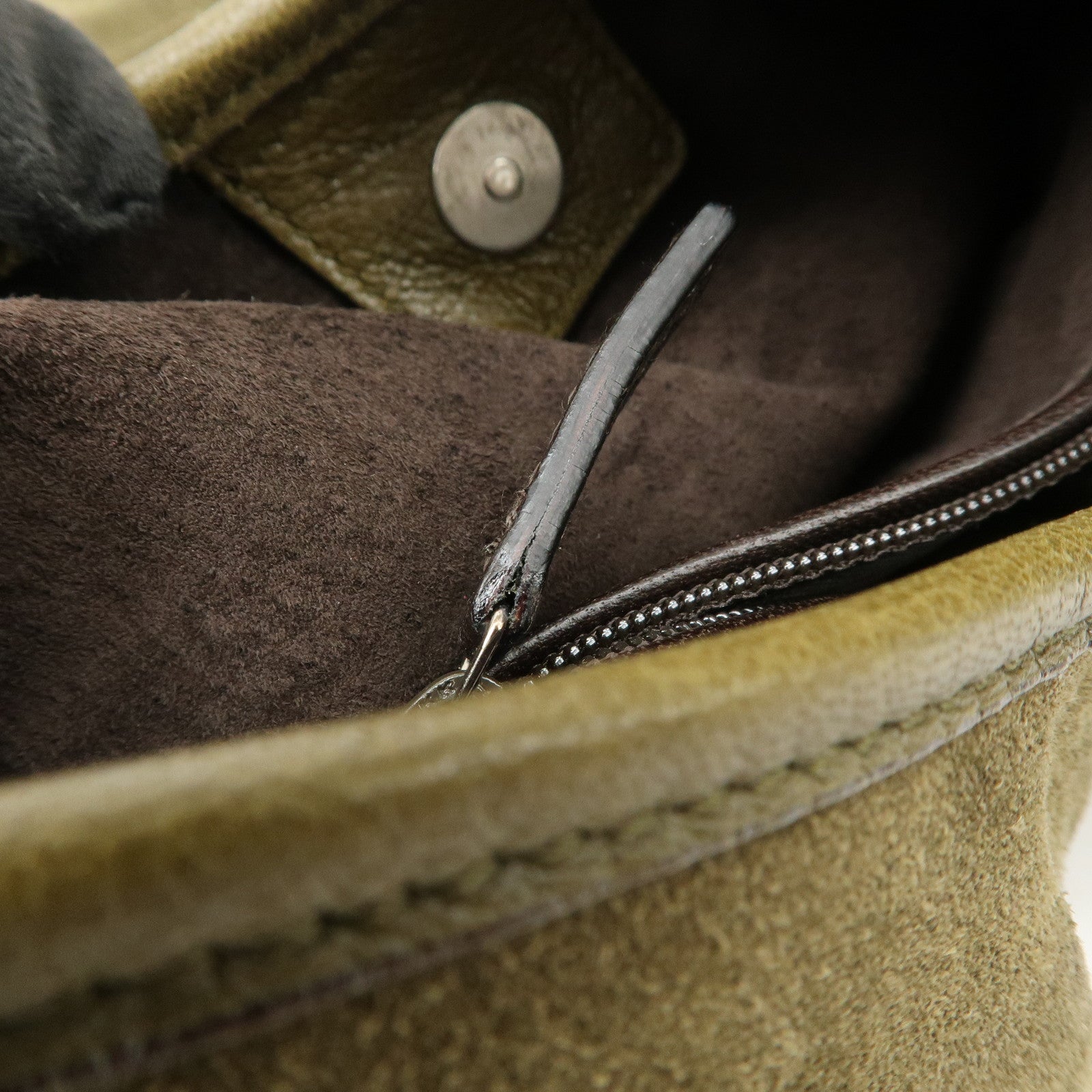 SAINT LAURENT Saint Tropez Suede Leather Shoulder Bag Khaki 12245