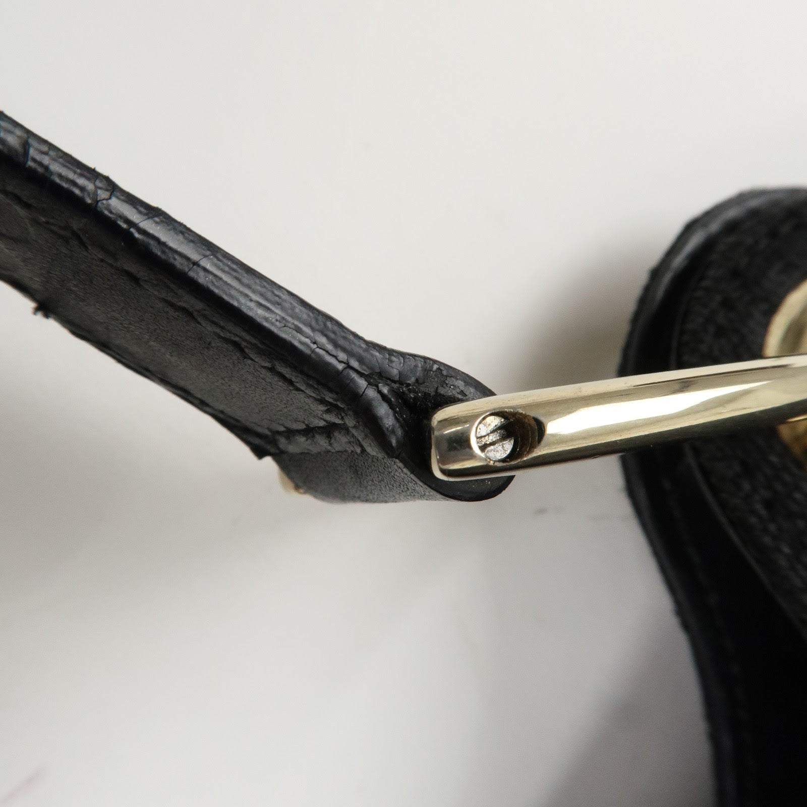 GUCCI Guccissima Leather Canvas Shoulder Bag Hand Bag Black 257265 Used