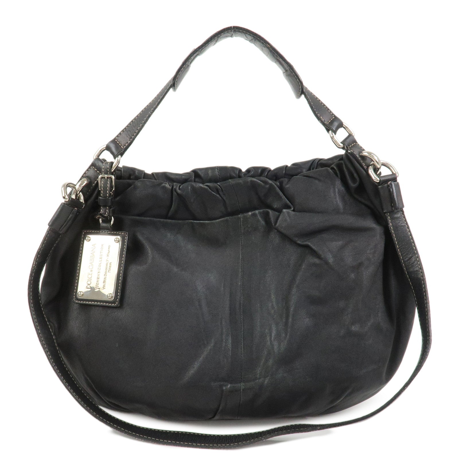 Dolce&Gabbana Leather 2Way Bag Shoulder Crossbody Bag Black