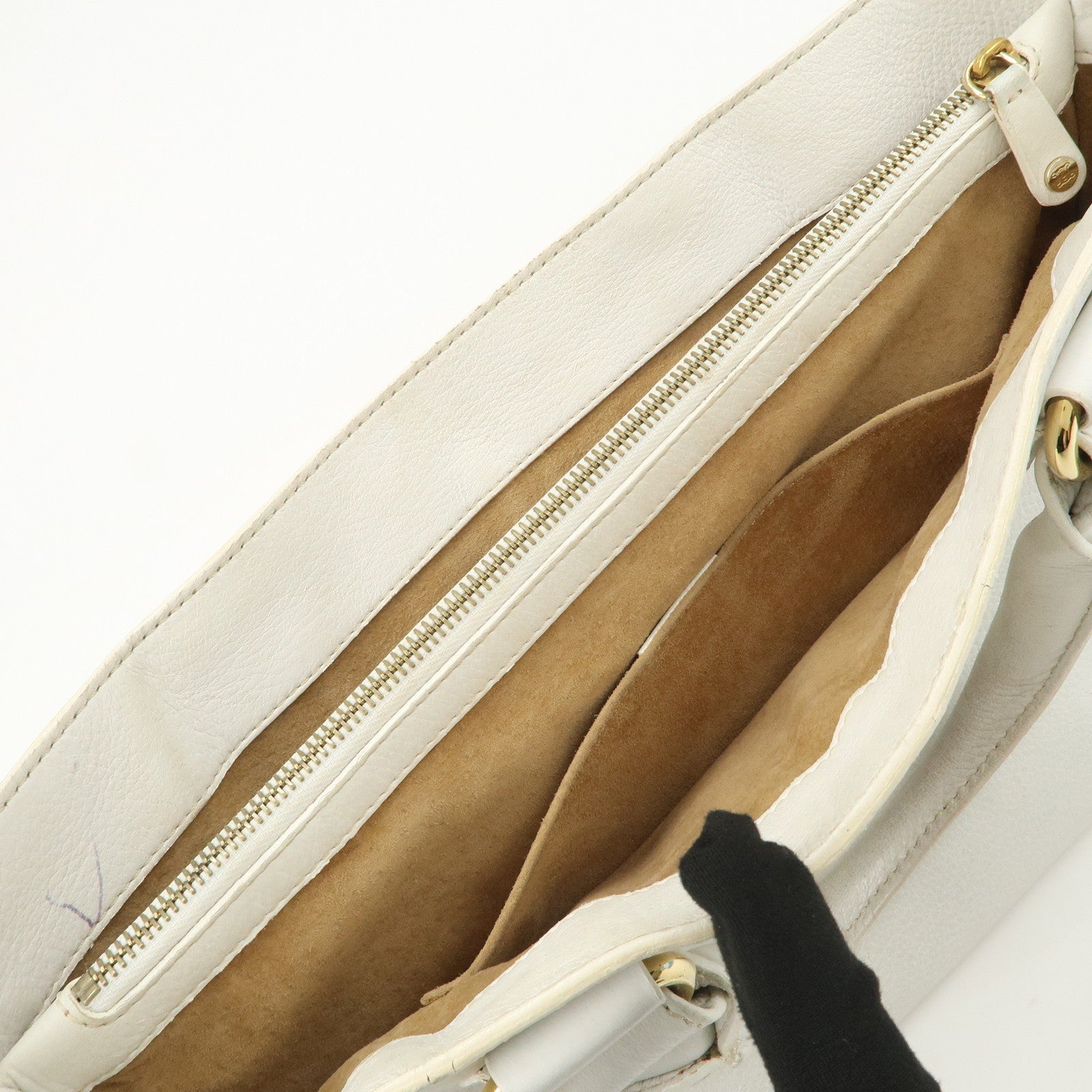CELINE Leather Boogie Bag Hand Bag Tote Bag Ivory