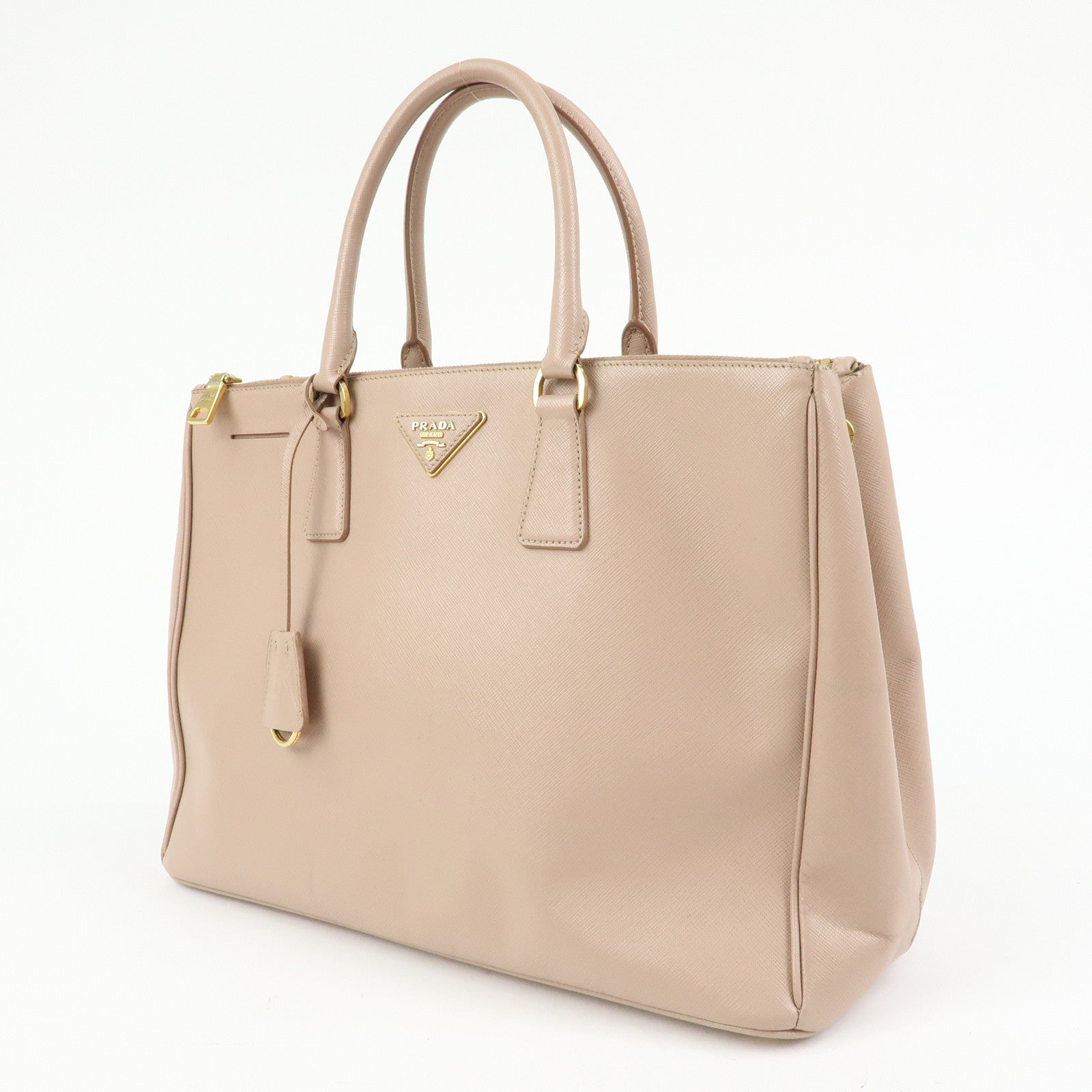 PRADA Triangle Logo Galleria Saffiano Leather Tote Hand Bag Pink