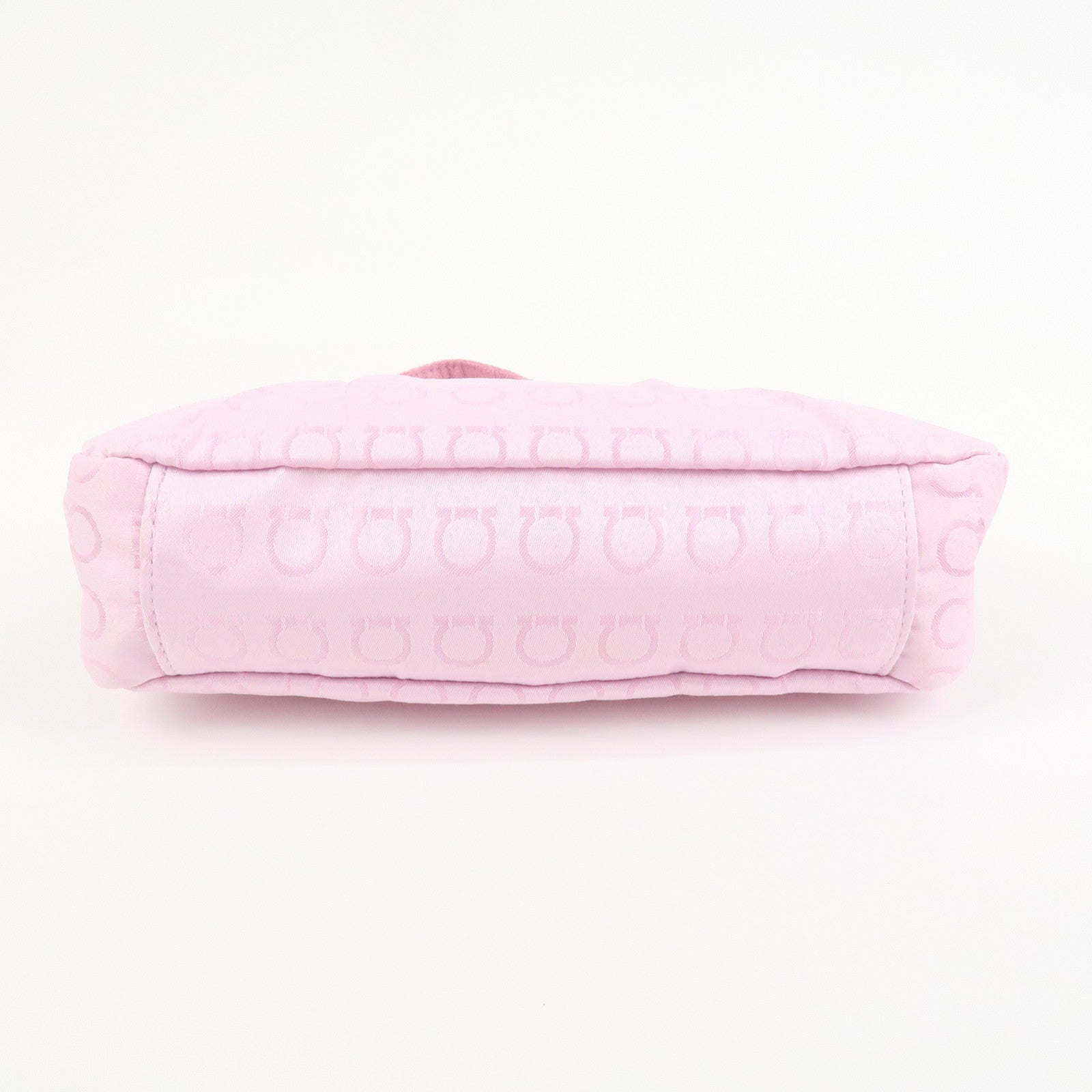 Ferragamo Gancini Nylon Suede Hand Bag Pouch Pink