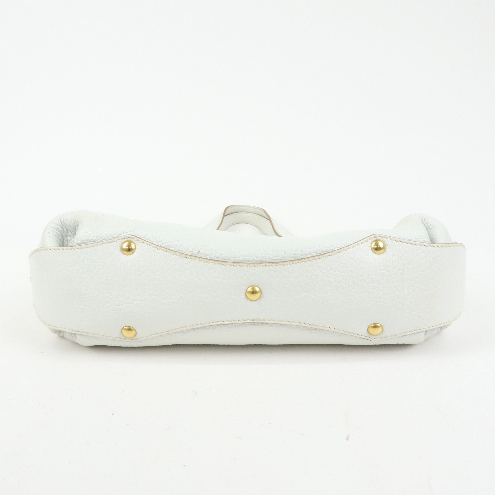 Ferragamo Logo Leather Tote Bag Hand Bag Shoulder Bag White