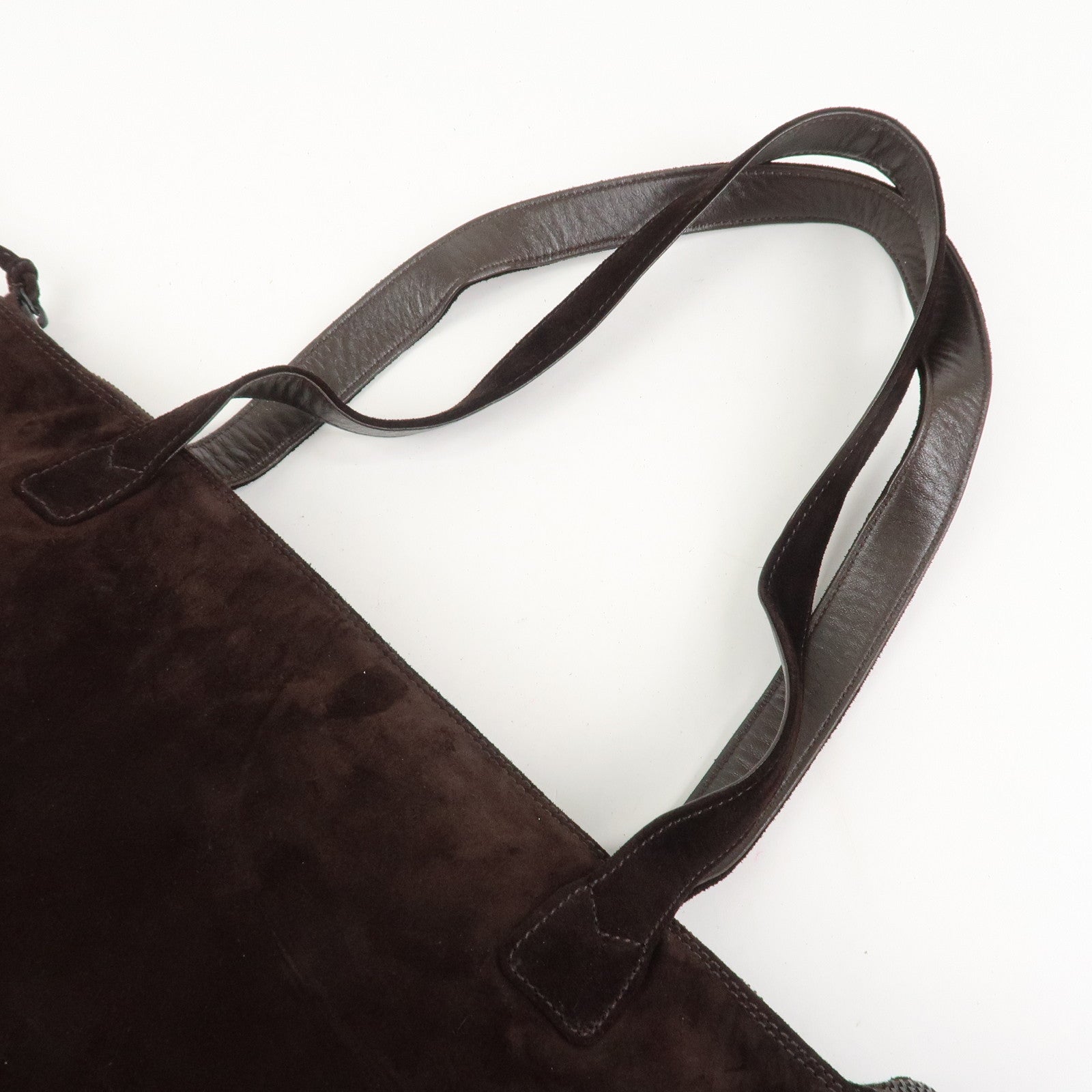 CHANEL COCO Mark Suede Tote Bag Shoulder Bag Brown