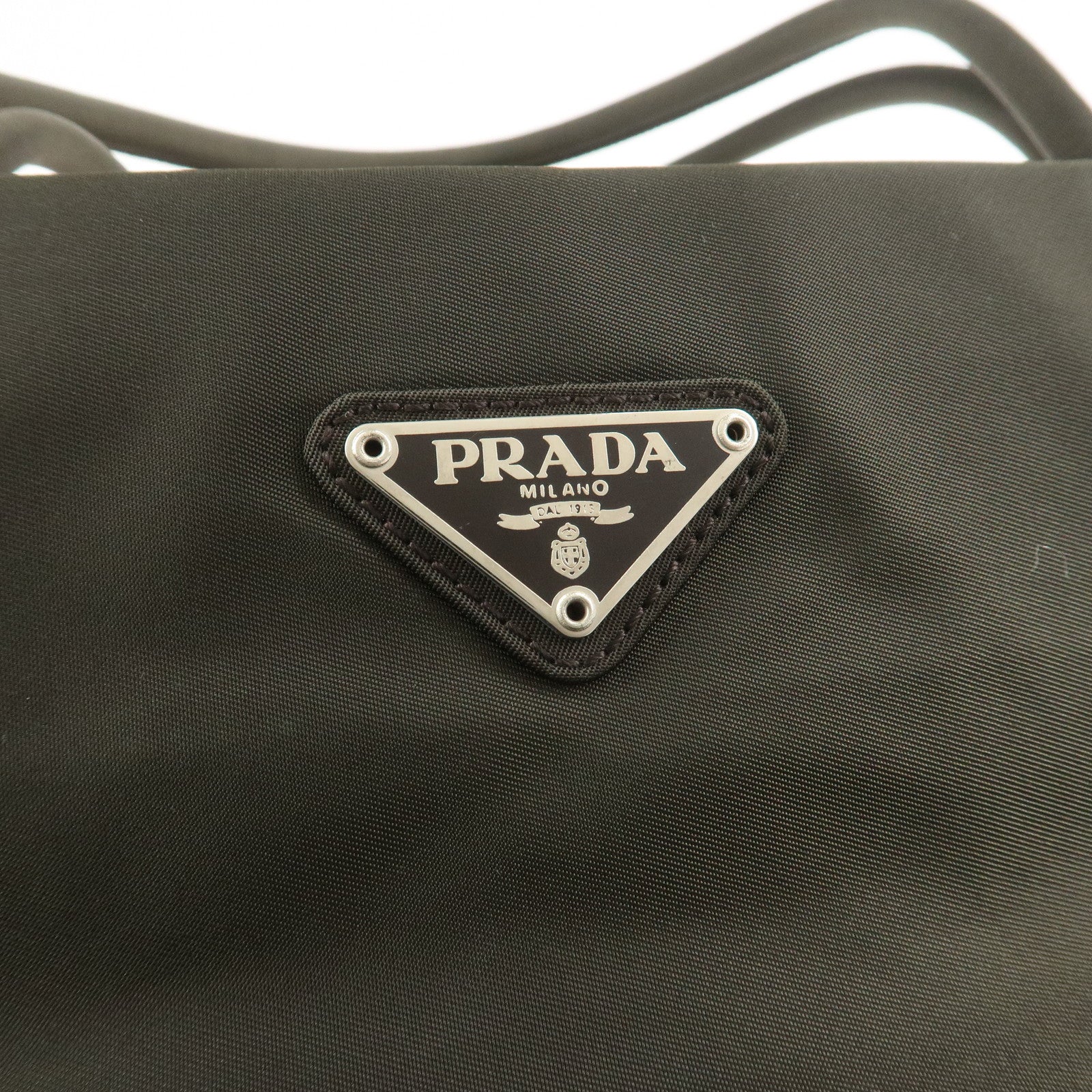 PRADA Triangle Logo Nylon Tote Bag Hand Bag Brown