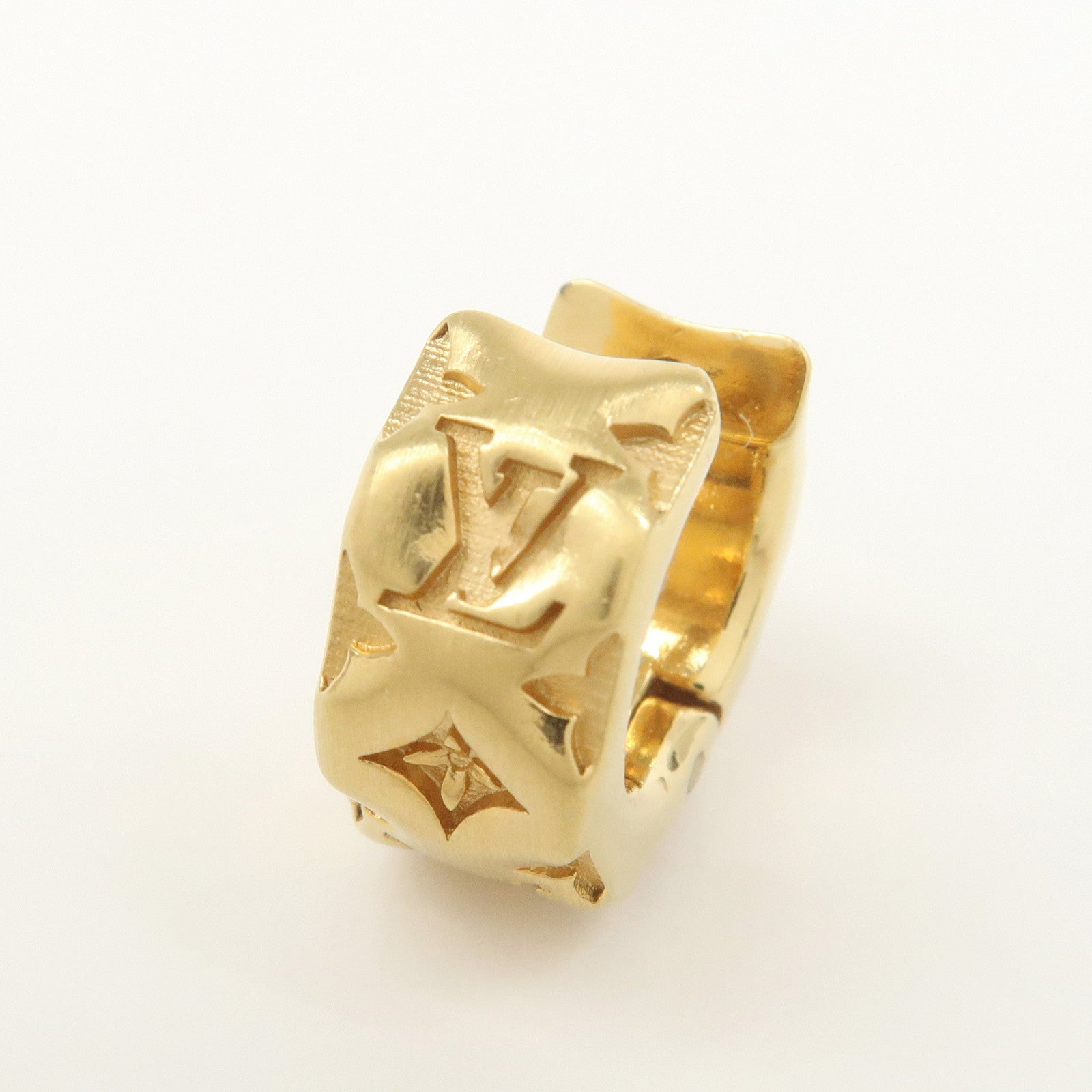 Louis Vuitton LV Logo Metal Earrings Gold M00812