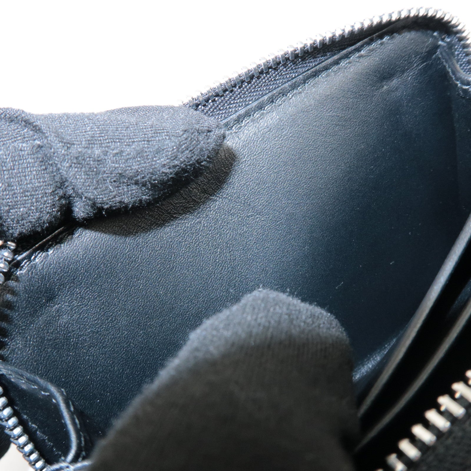 LOEWE Anagram Soft Grain Calf Coin Card Card Case Silver HDW Black Used