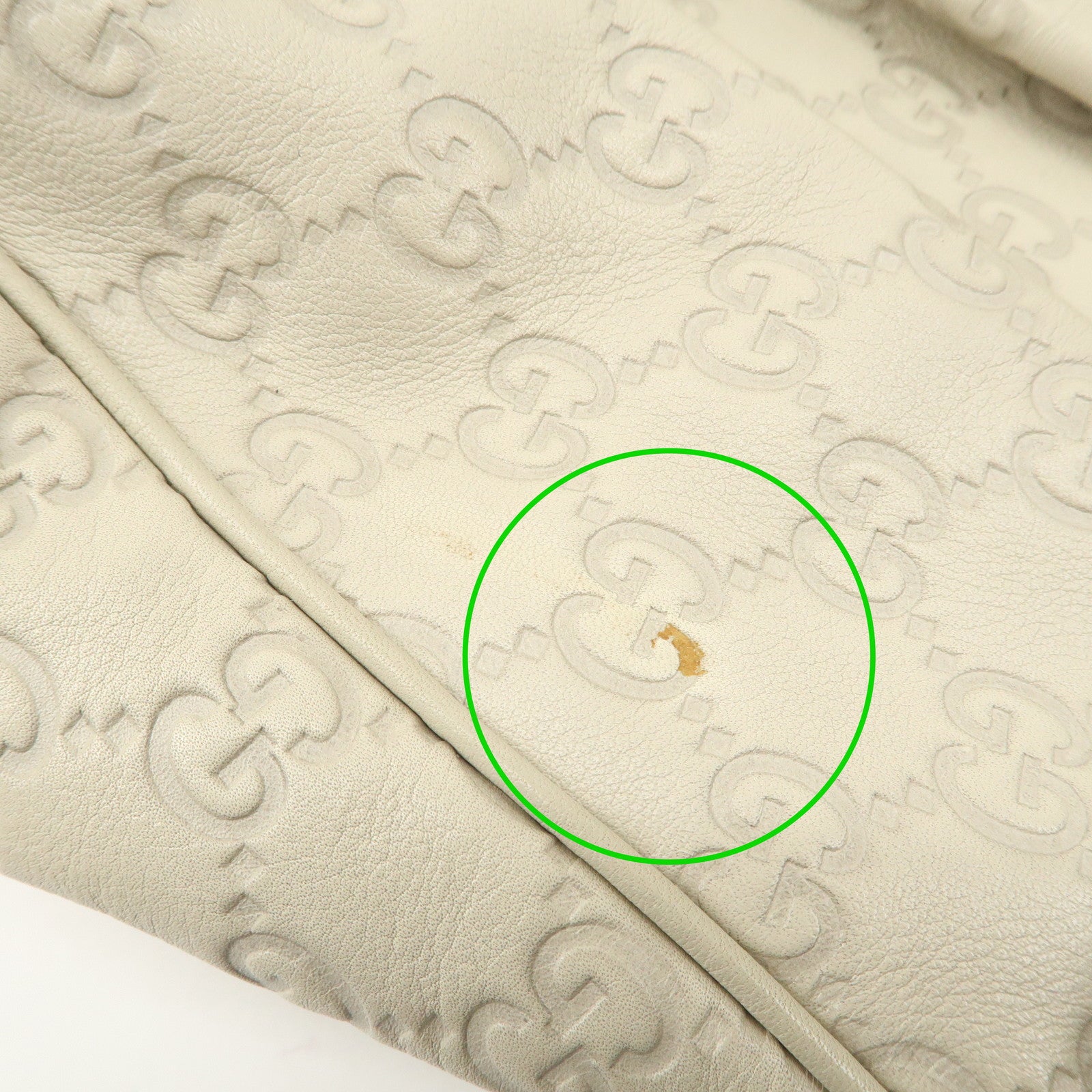 GUCCI Sukey Guccissima Leather Tote Bag Hand Bag Ivory 211944 Used