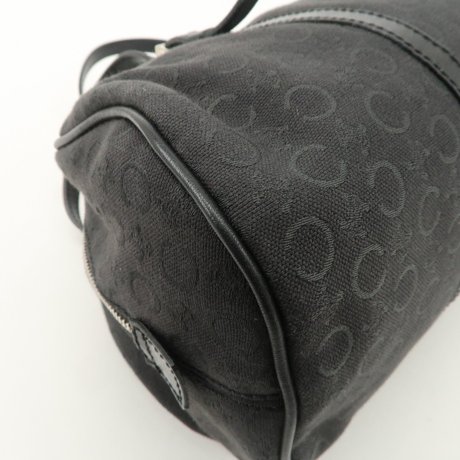 CELINE C Macadam Canvas Leather Mini Boston Bag Black