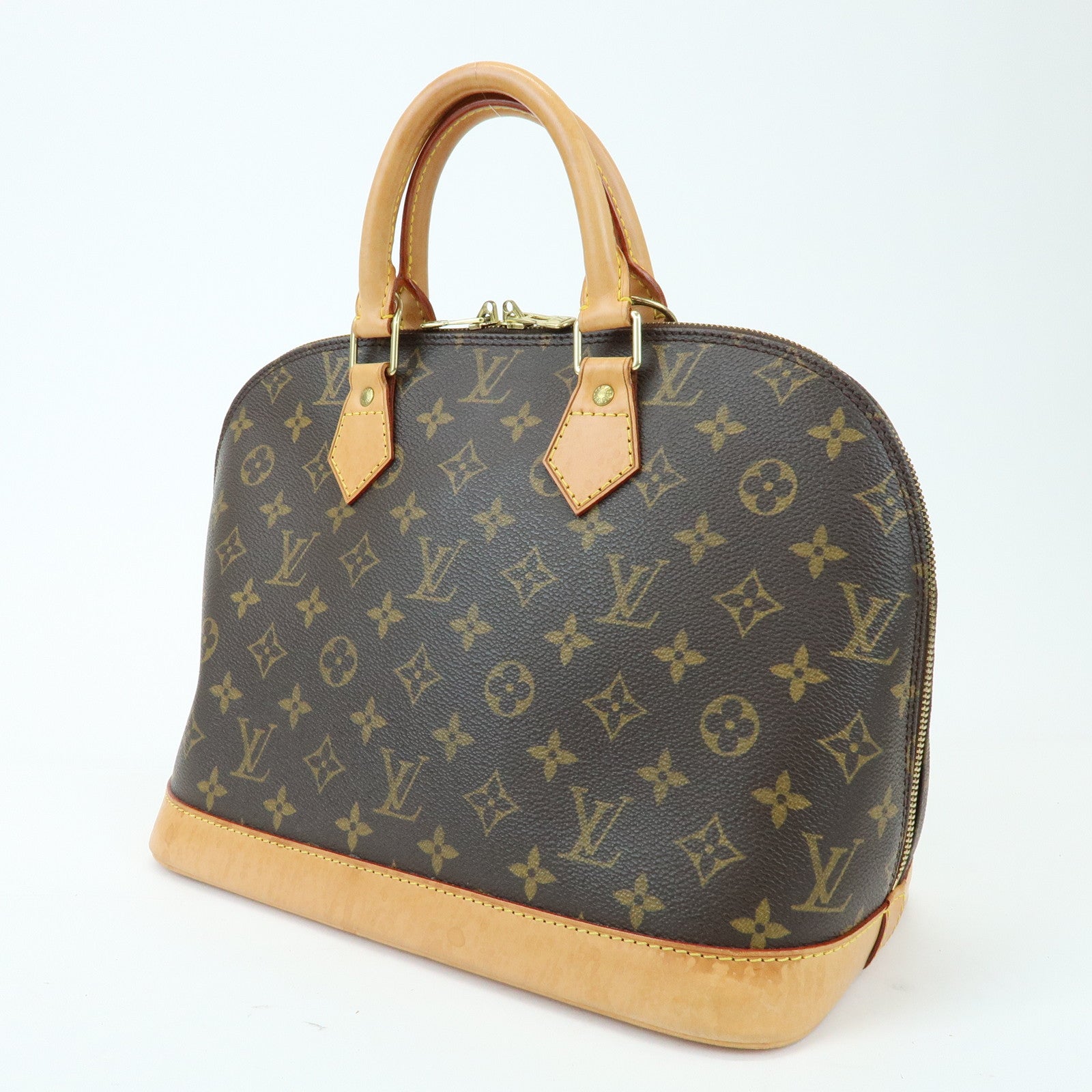 Louis Vuitton Monogram Alma Canvas Leather Hand Bag Brown M51130