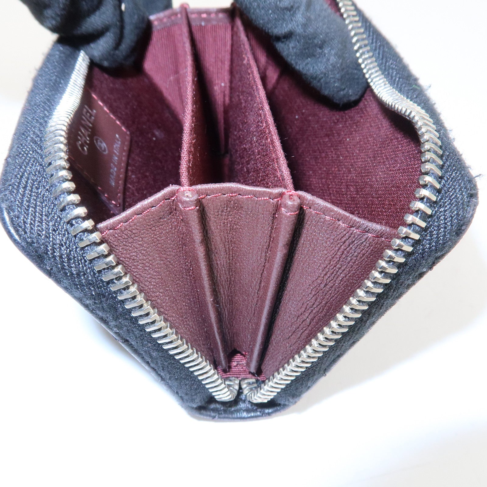 CHANEL Matelasse Lamb Skin Classic Zippy Coin Case Black AP0216 Used