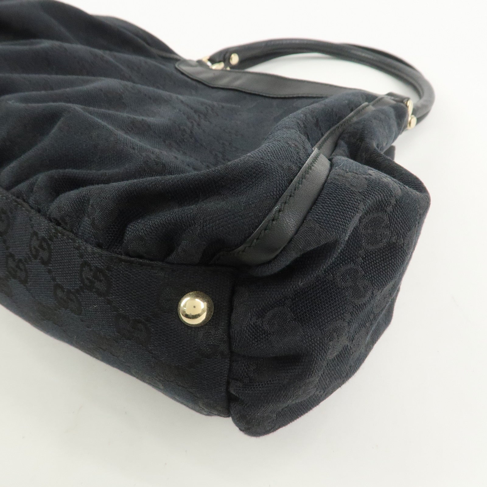 GUCCI Abbey GG Canvas Leather Shoulder Bag Hand Bag Black 189835