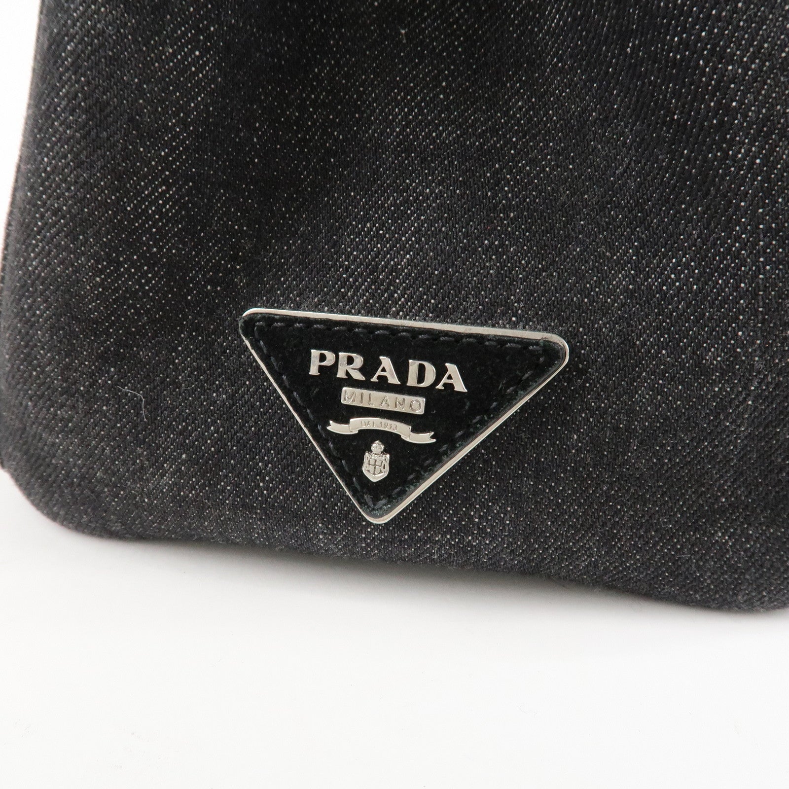 PRADA Canapa Mini Canvas Studs 2Way Shoulder Bag Hand Bag Black B2439G Used