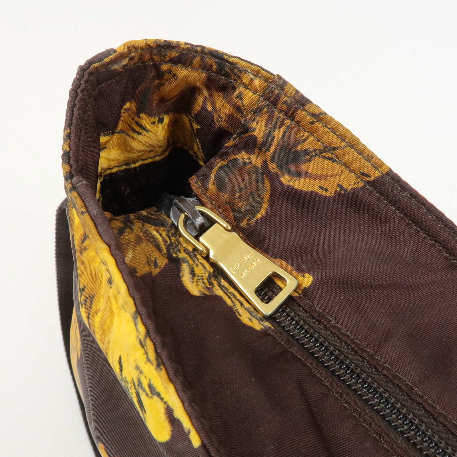 PRADA Triangle Logo Nylon Leather 2Way Shoulder Bag Flower Print