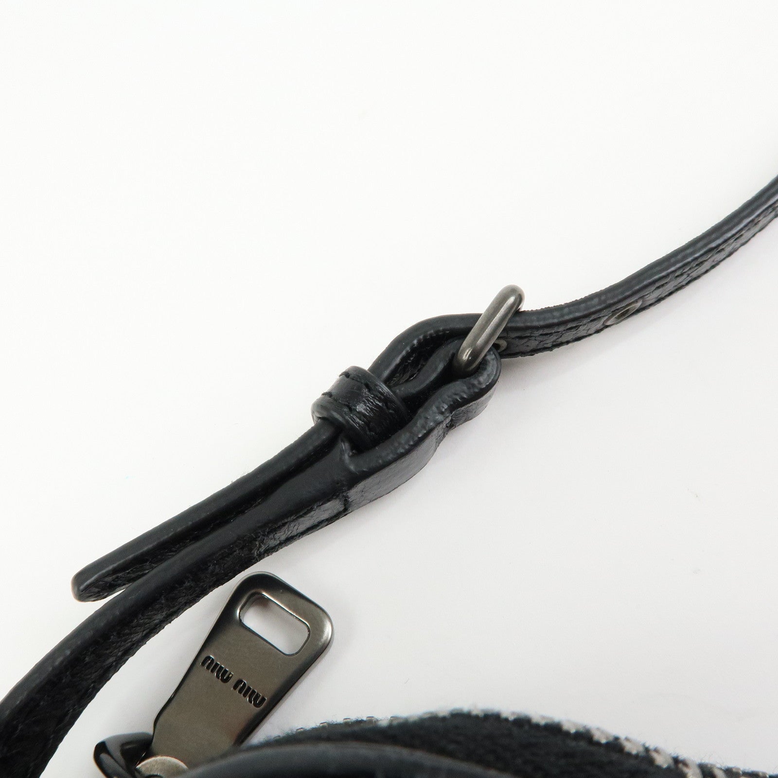 MIU MIU Logo Leather Mini Hand Bag Pouch Studs Black