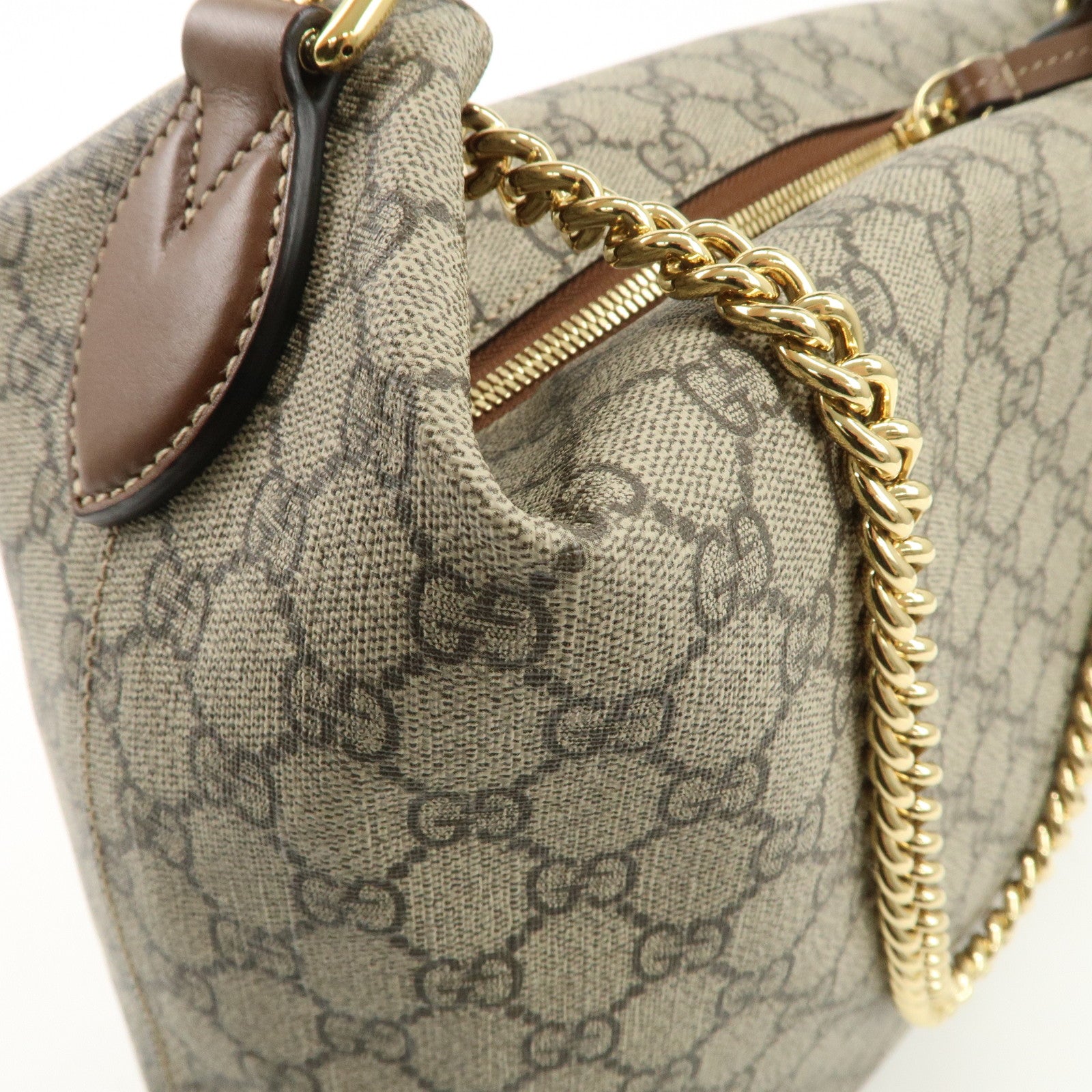 GUCCI GG Supreme Leather 2WAY Bag Shoulder Bag Beige Brown 477324 Used