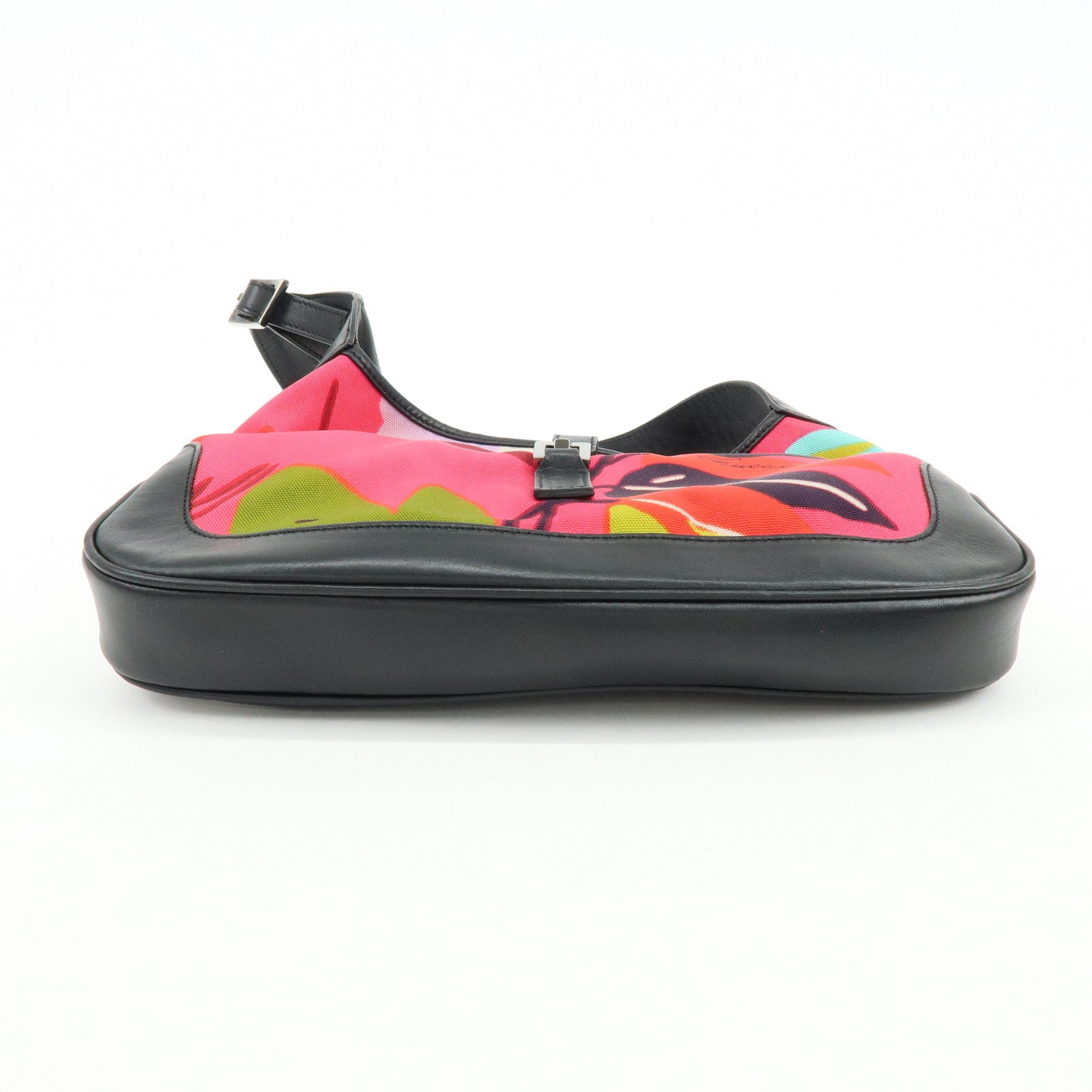 GUCCI Jackie Nylon Leather Shoulder Hand Bag Pink Black 001.9735