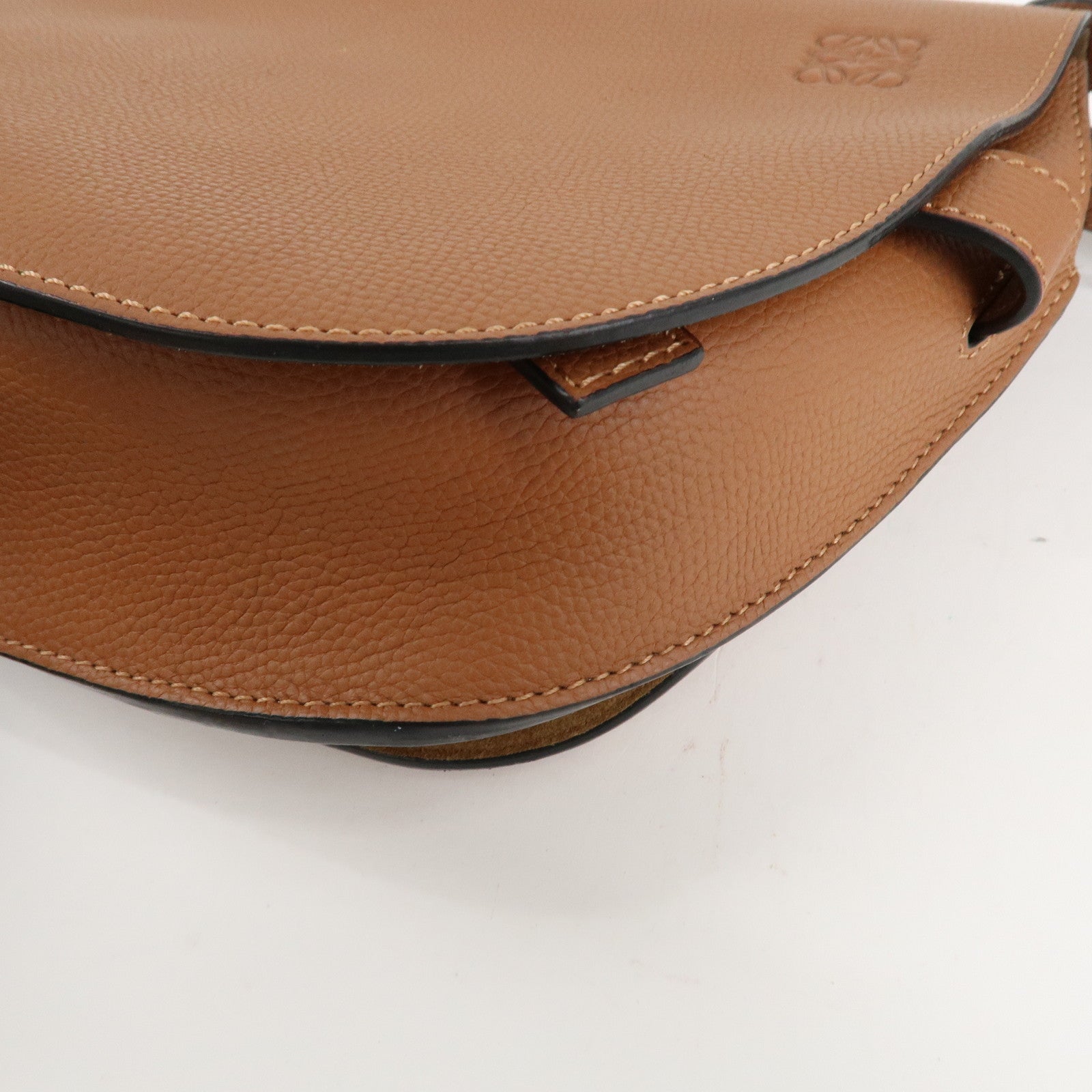 LOEWE Leather Gate Bag Shoulder Bag Brown Gold Hardware Used