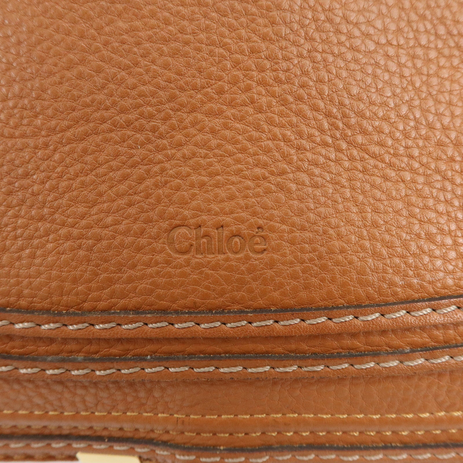 Chloe Marcie Leather Tote Bag Hand Bag Shoulder Bag Brown