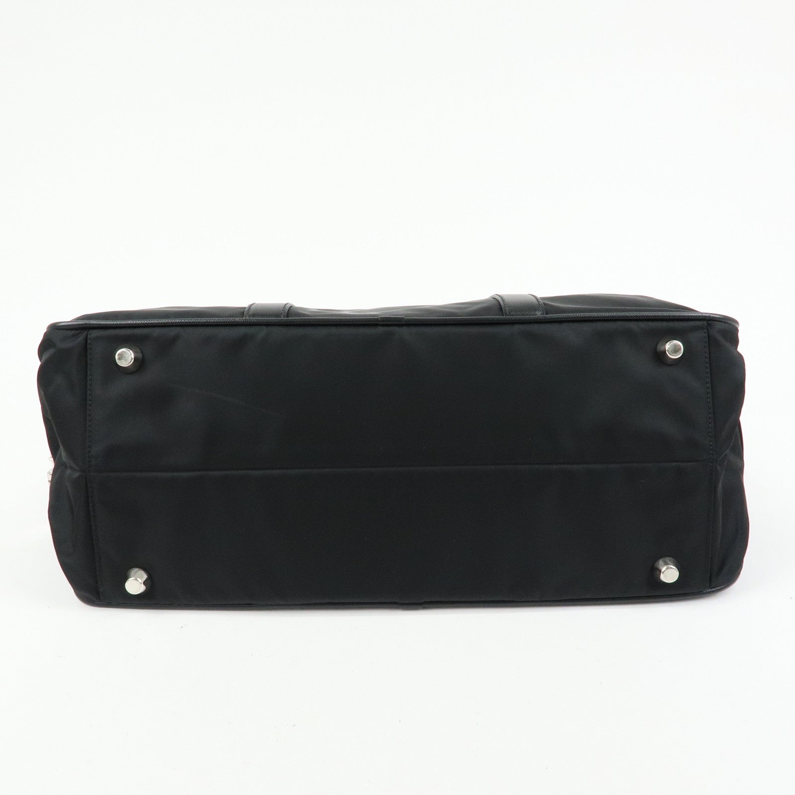 PRADA Triangle Logo Nylon Saffiano Leather Boston Bag Black VS0069