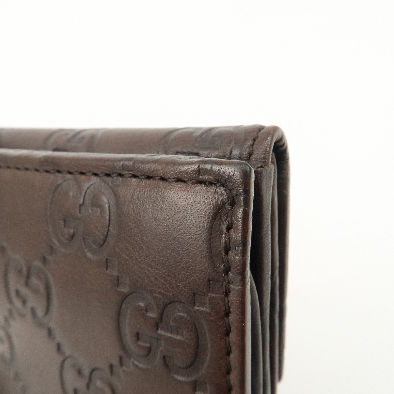 GUCCI Guccissima Leather W Hook Bi-Fold Long Wallet Brown 112715 Used