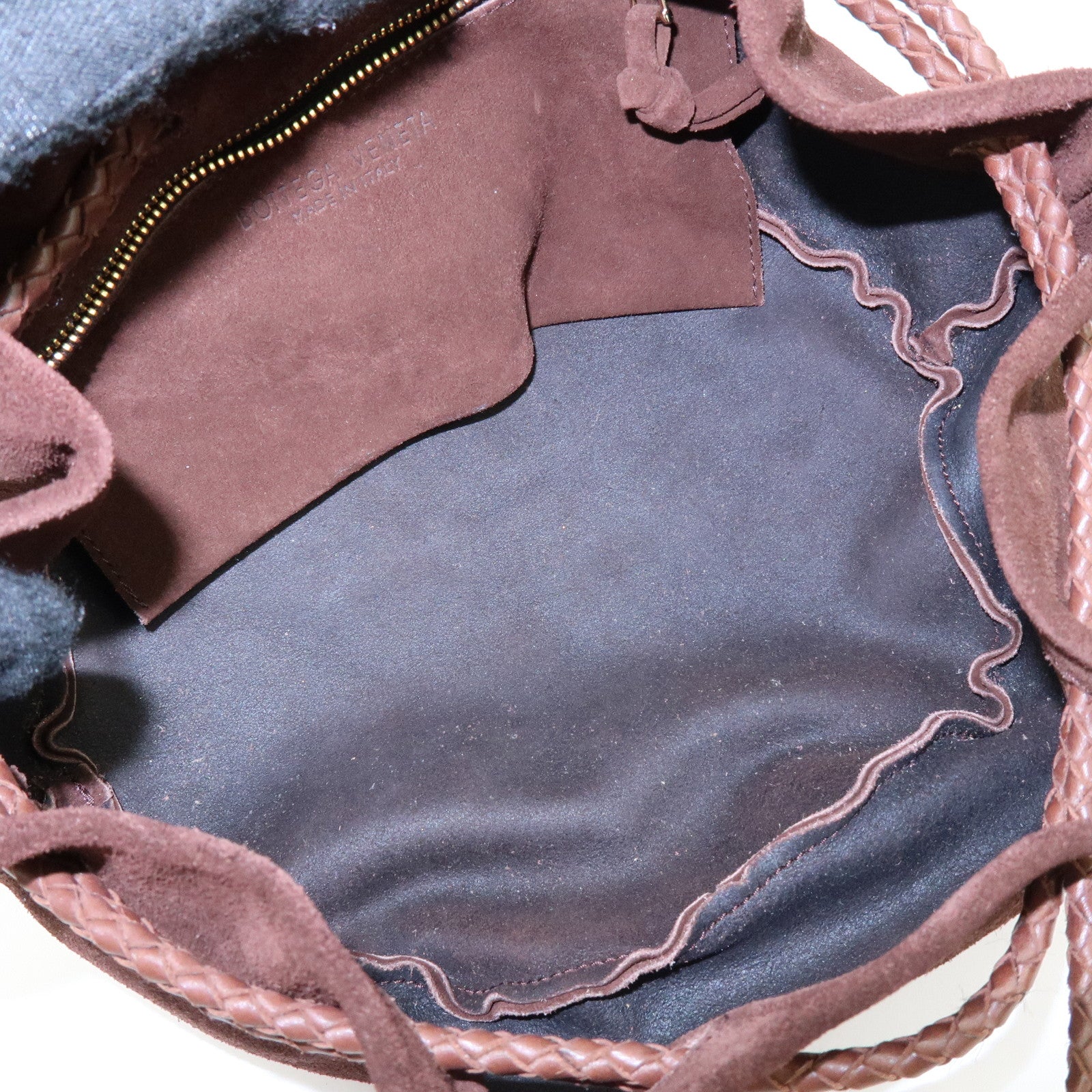BOTTEGA VENETA Suede Leather Drawstring Shoulder Bag Brown